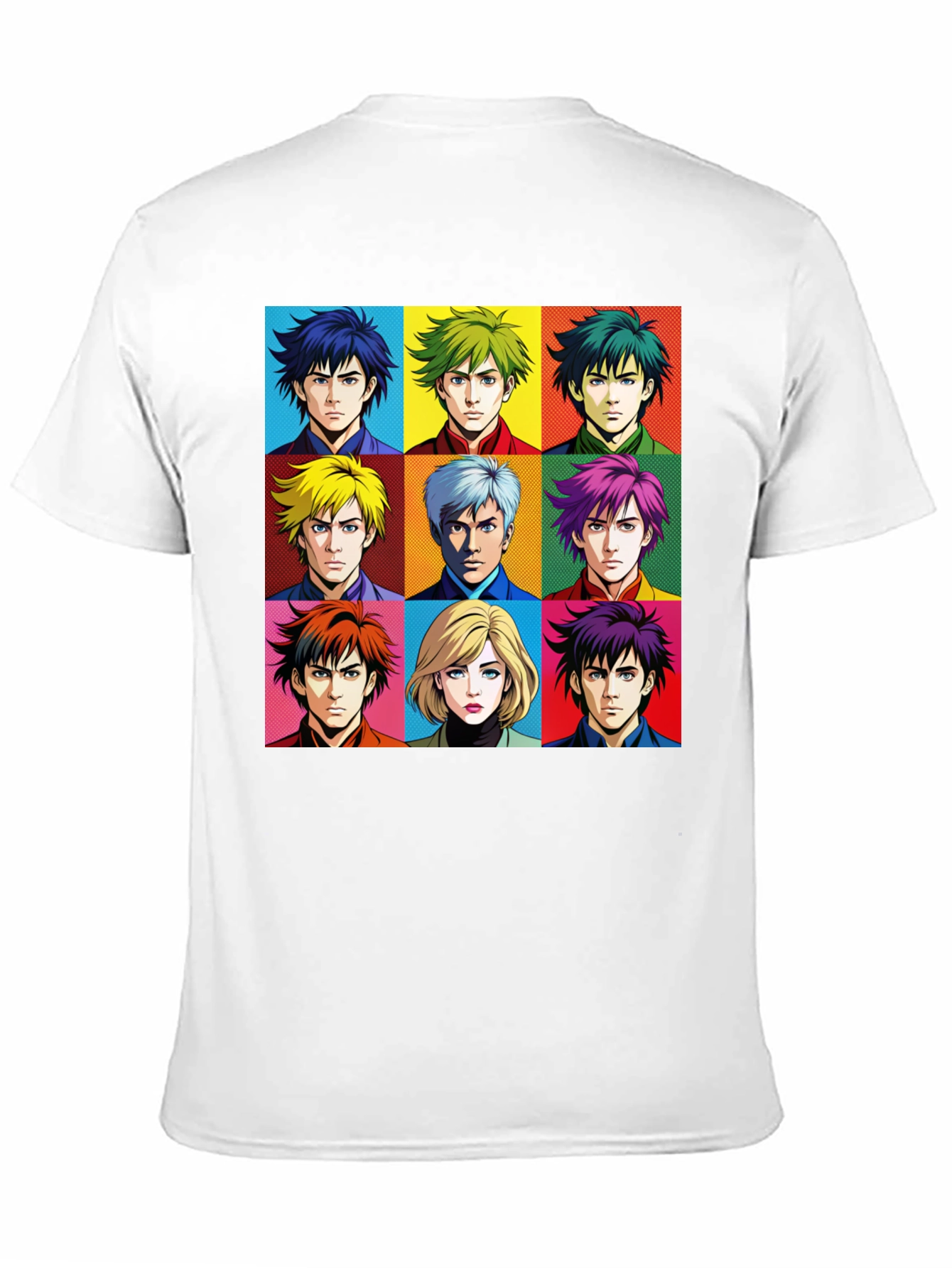 Black Anime Faces T-Shirt, Pop Art Design view 11