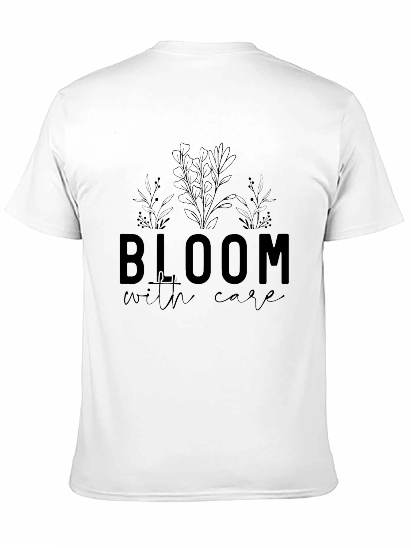 Black Bloom With Care Graphic Tee - Stylish Black T-Shirt view 11