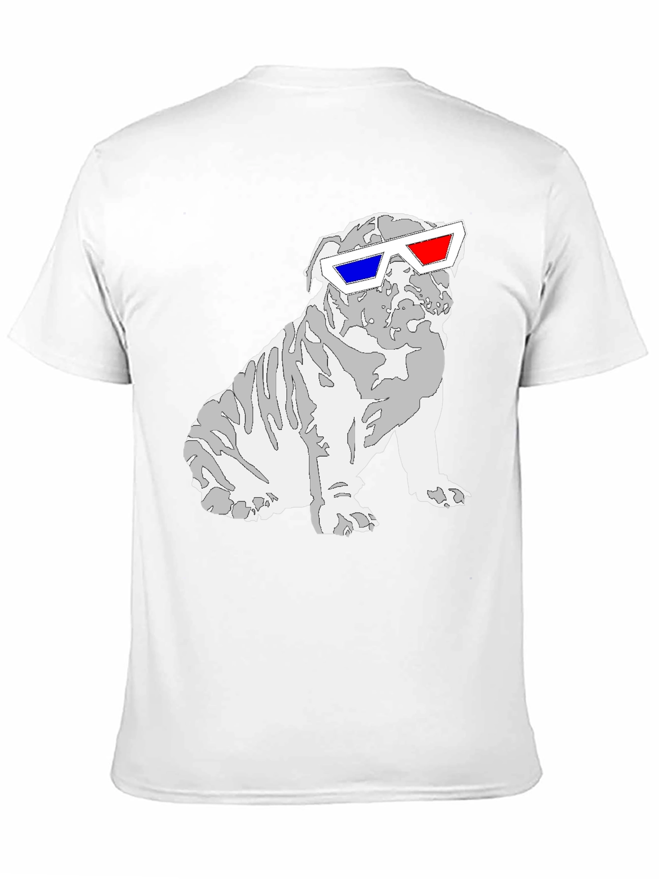 Black Cool Bulldog 3D Glasses Graphic T-Shirt view 11
