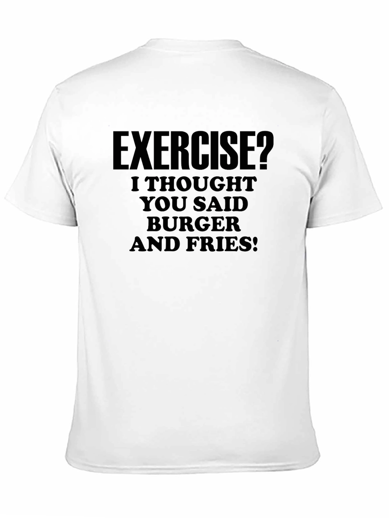 Black Funny Exercise Burger & Fries Graphic T-Shirt view 11