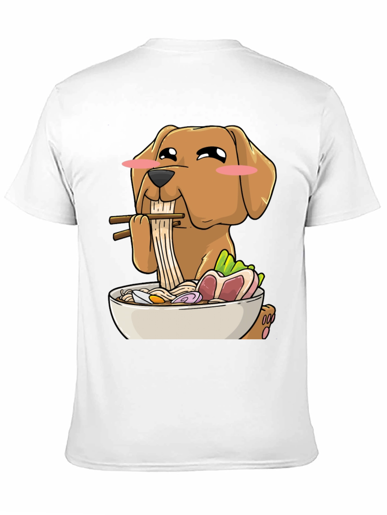 Black Dog Eating Ramen Funny T-Shirt view 11