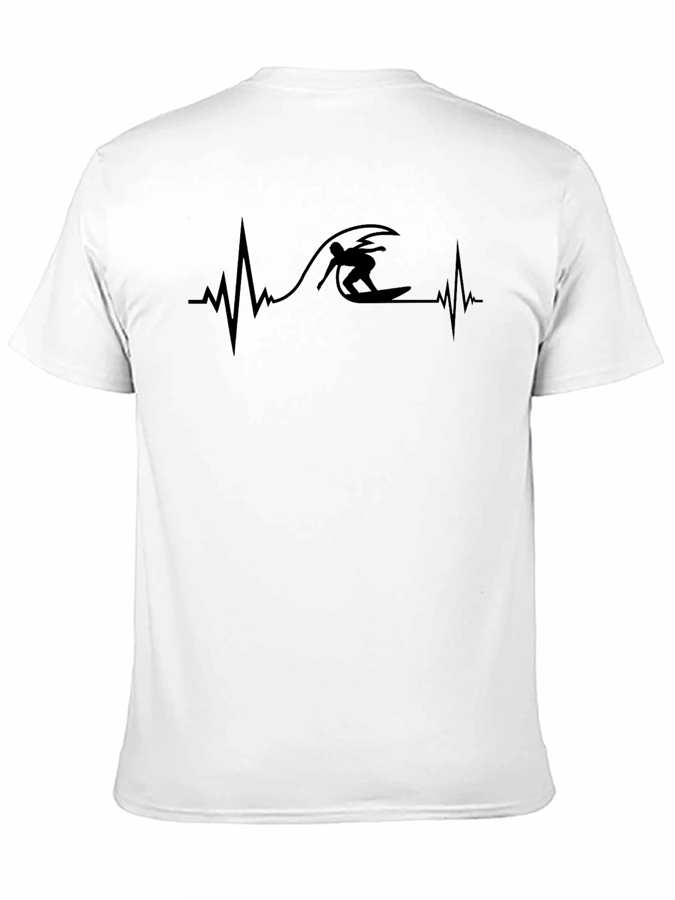 Black Surfer Heartbeat Graphic Tee - Black Casual T-Shirt view 11