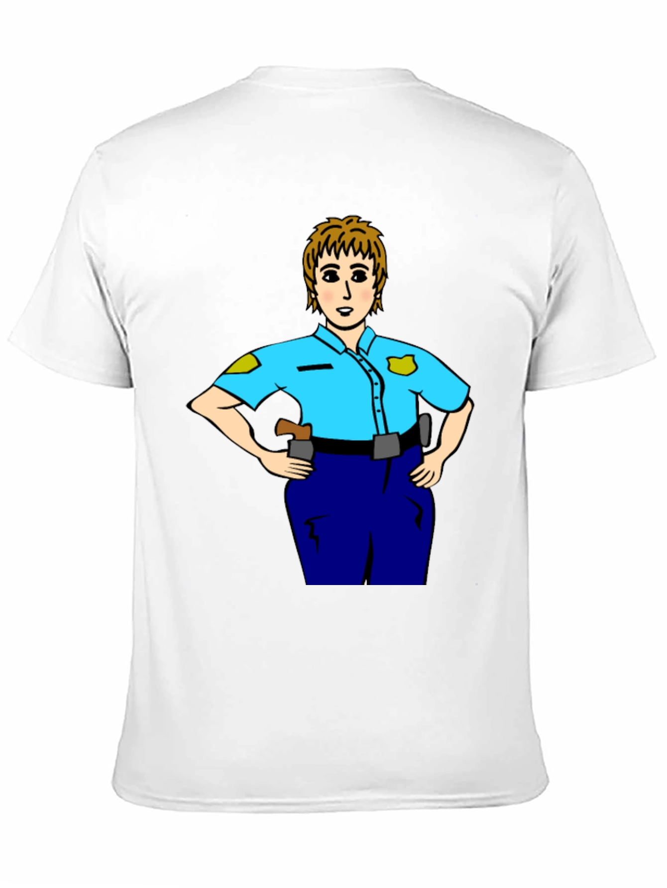 Black Police Woman Cartoon T-Shirt | Graphic Tee view 11