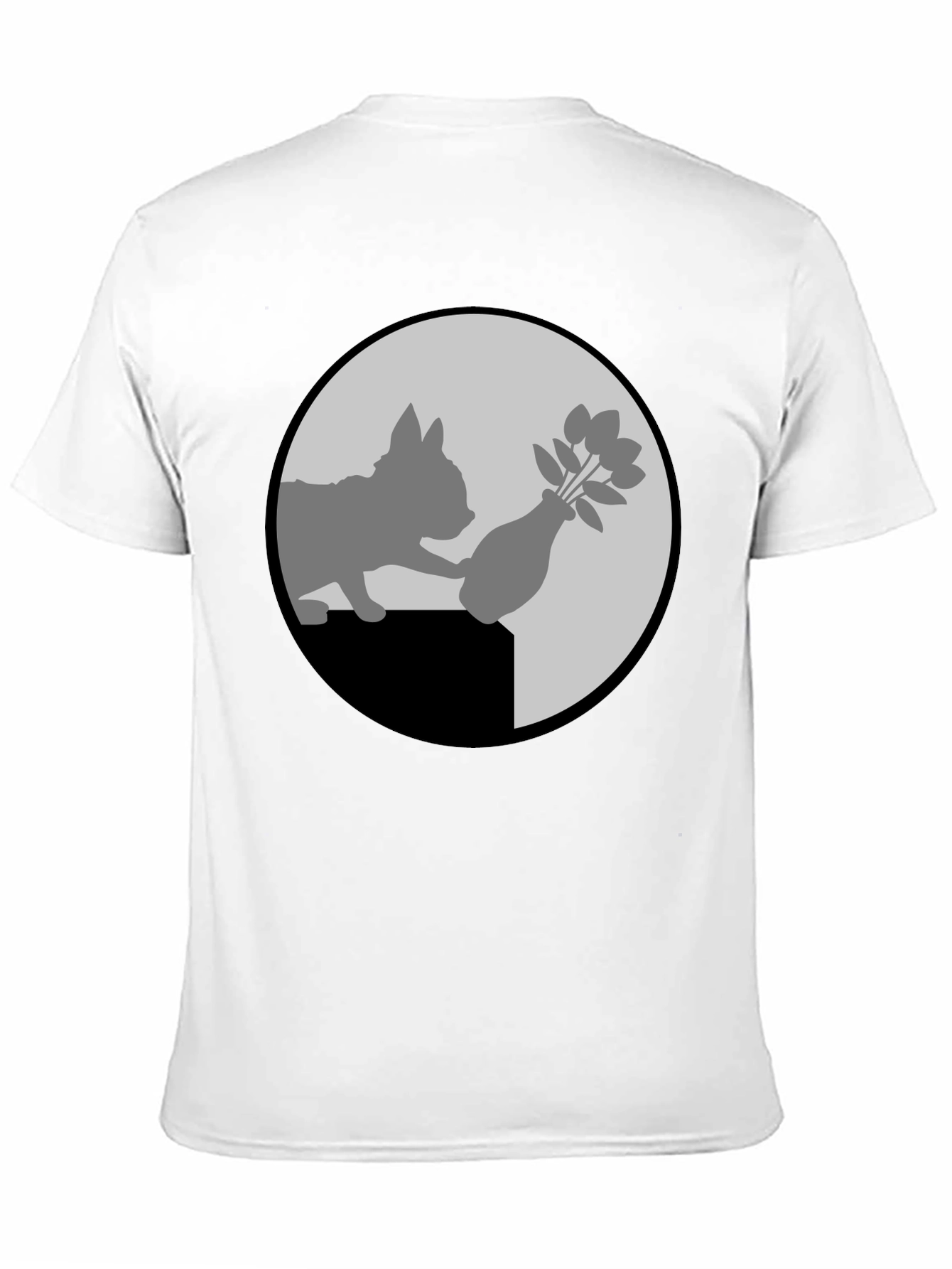 Black Cat & Vase Graphic Tee - Quirky Black T-Shirt view 11