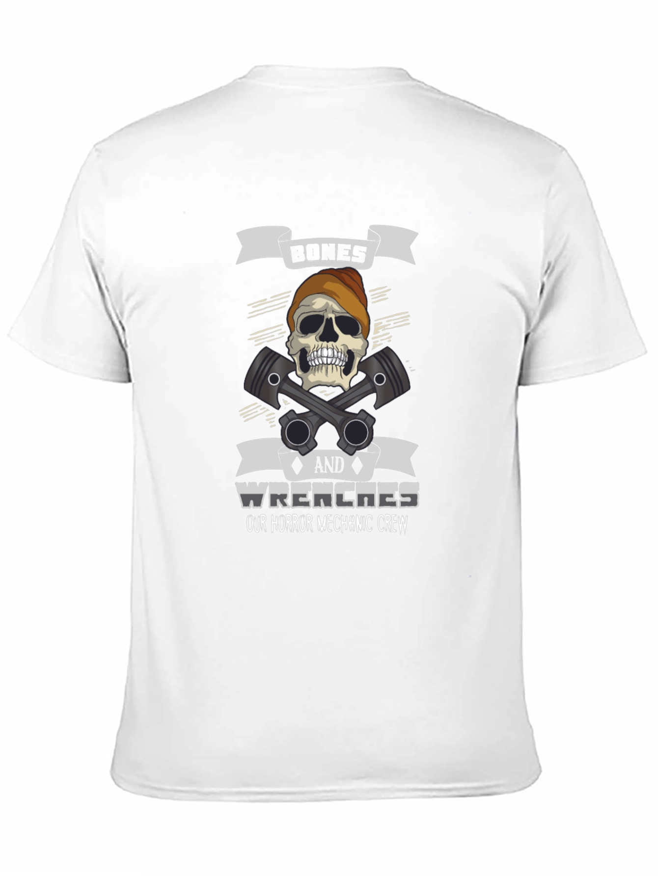 Black Bones & Wrenches Horror Mechanic Crew Black T-Shirt view 11