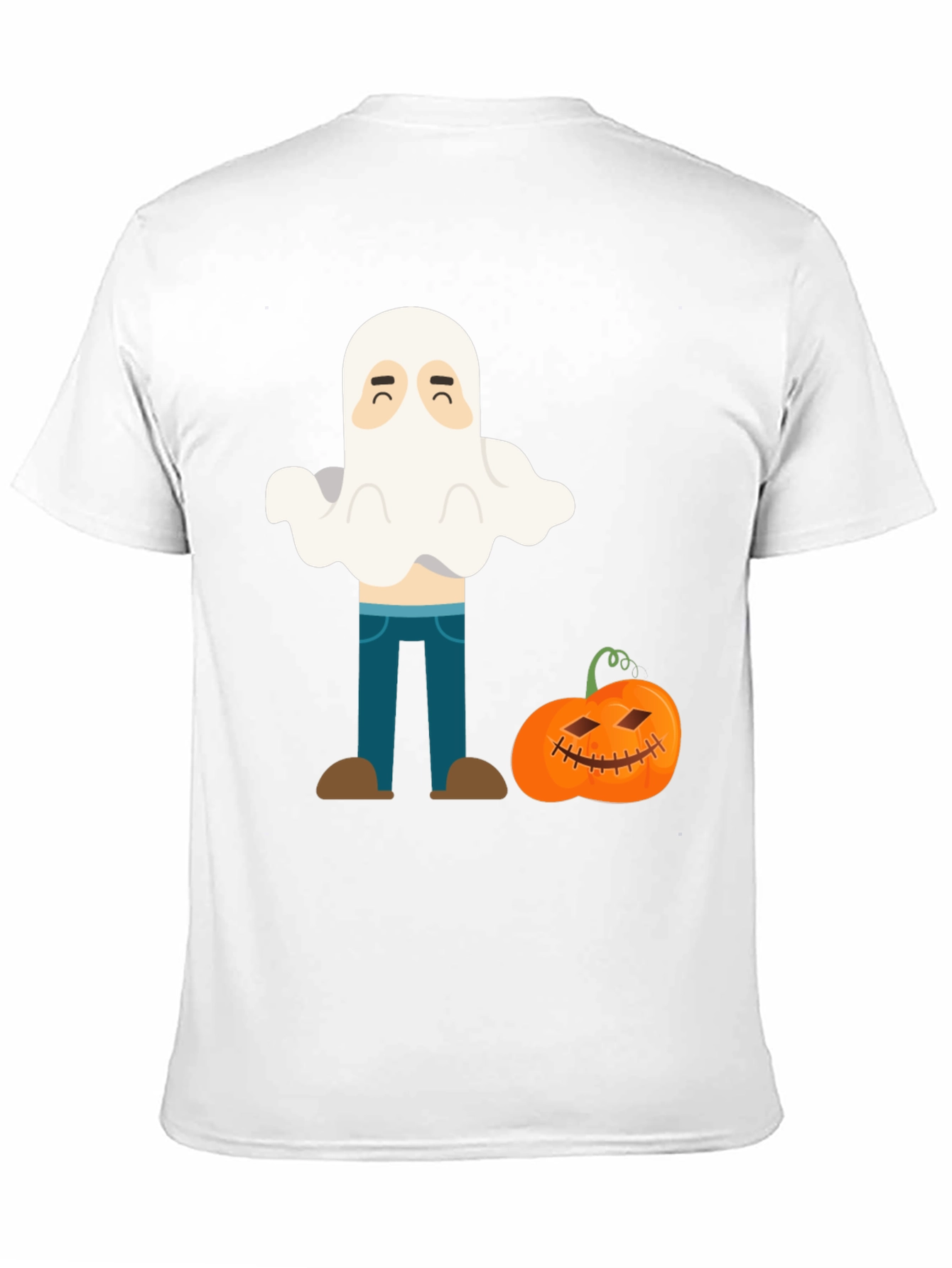 Black Halloween Ghost & Pumpkin Graphic T-Shirt view 11