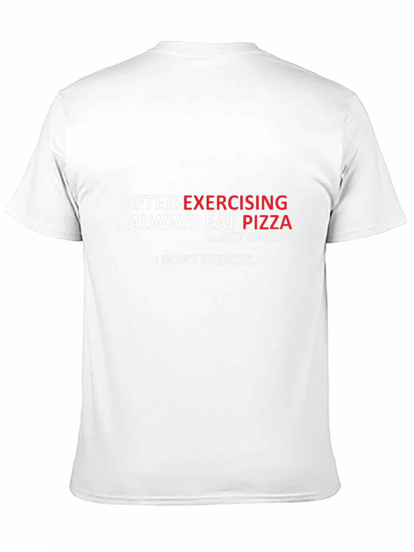 Black Funny Exercise Pizza T-Shirt - Black Cotton Tee view 11