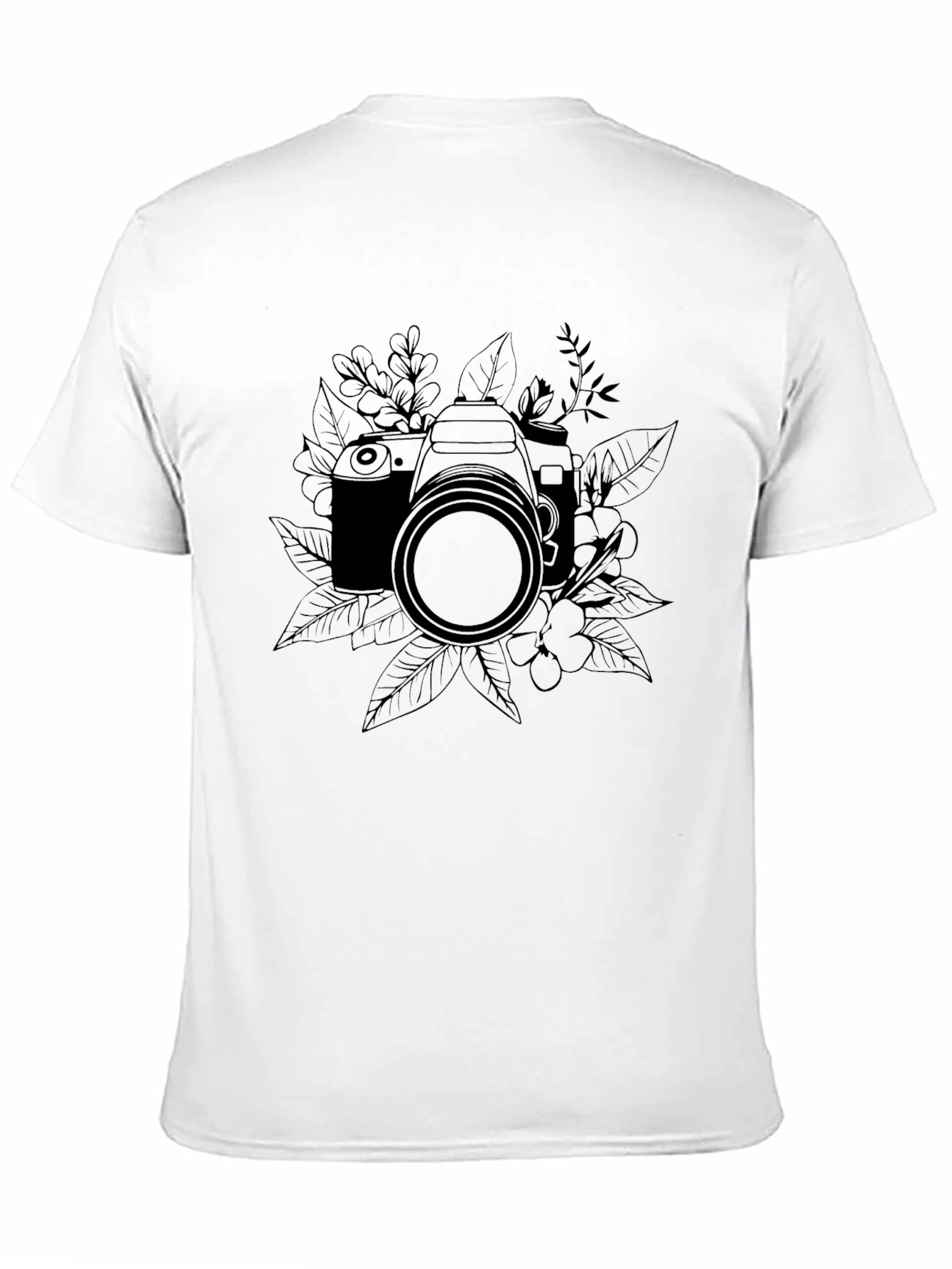 Black Camera & Floral Graphic Black T-Shirt view 11