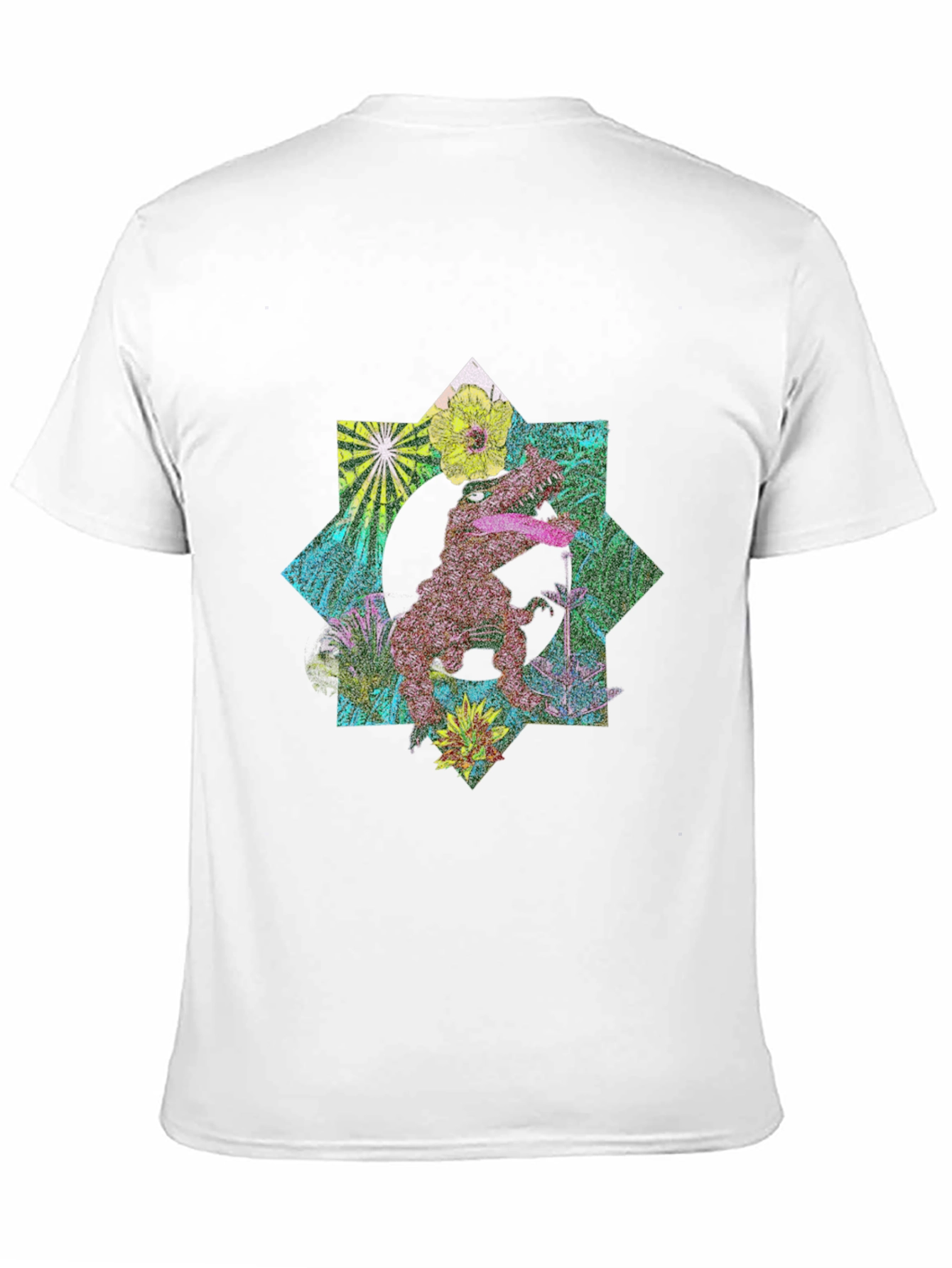 Black Floral Dinosaur Graphic Tee - Black Cotton T-Shirt view 11