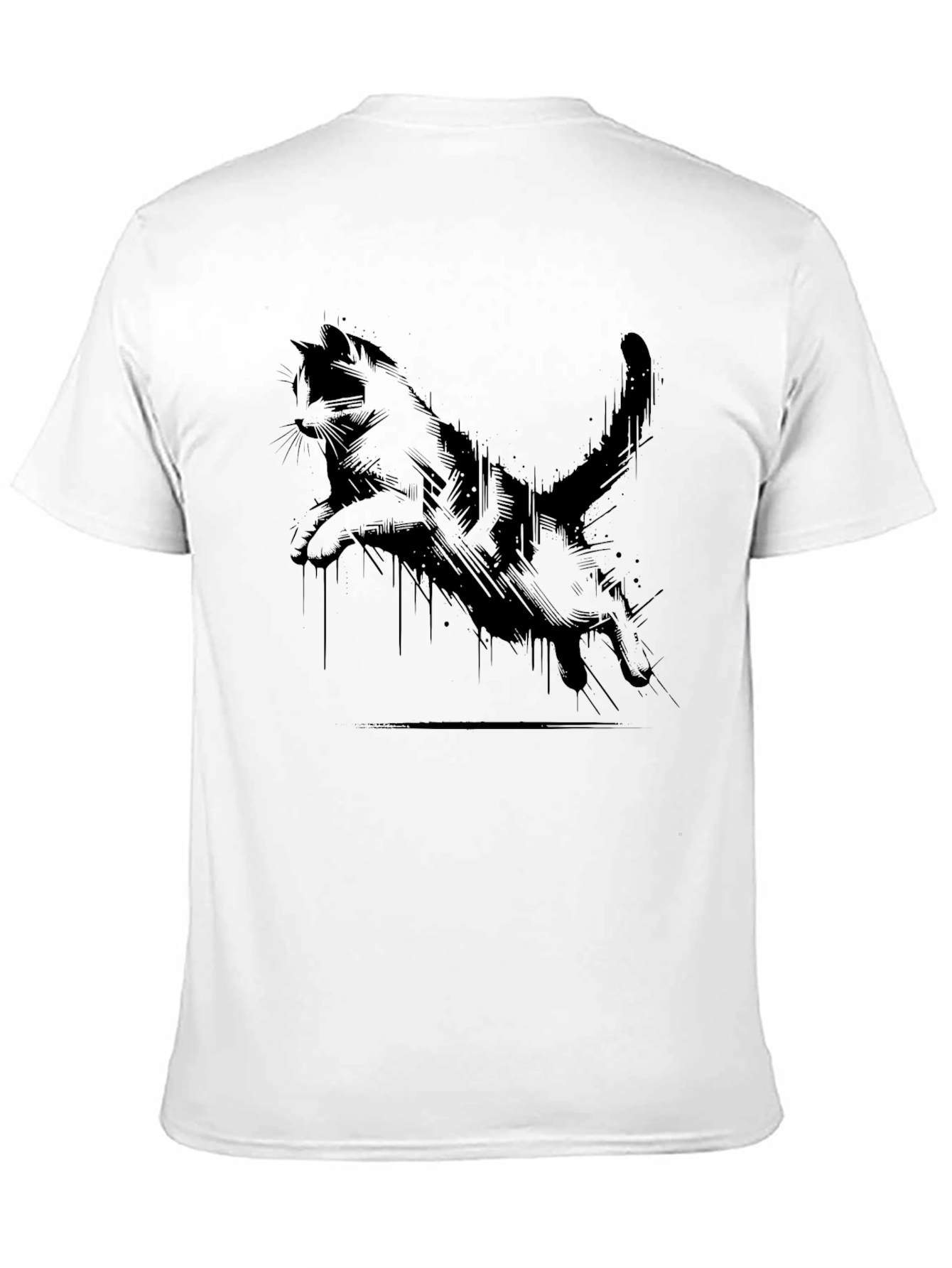 Black Cool Cat Print Black T-Shirt view 11