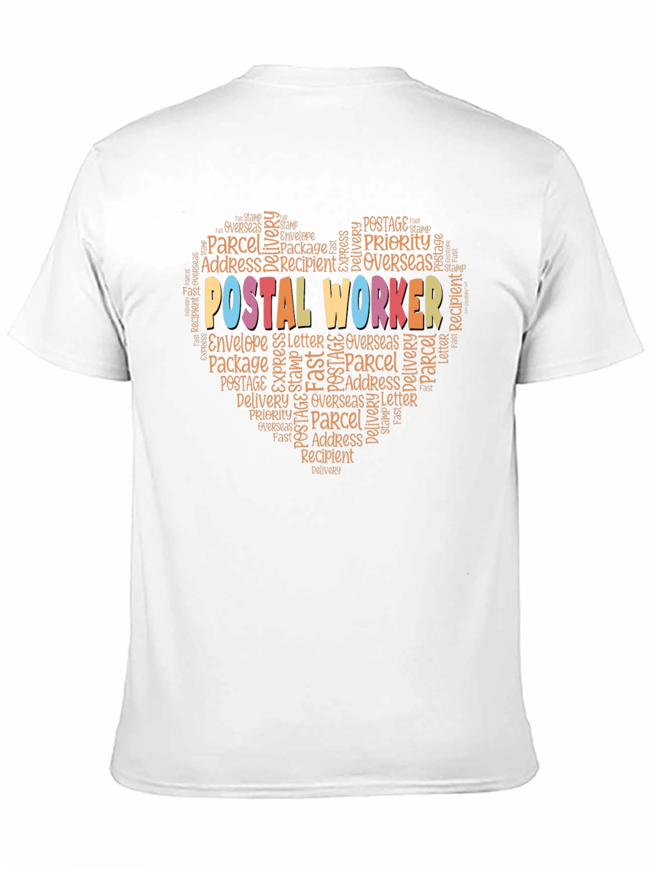 Black Postal Worker Heart Word Art T-Shirt view 11