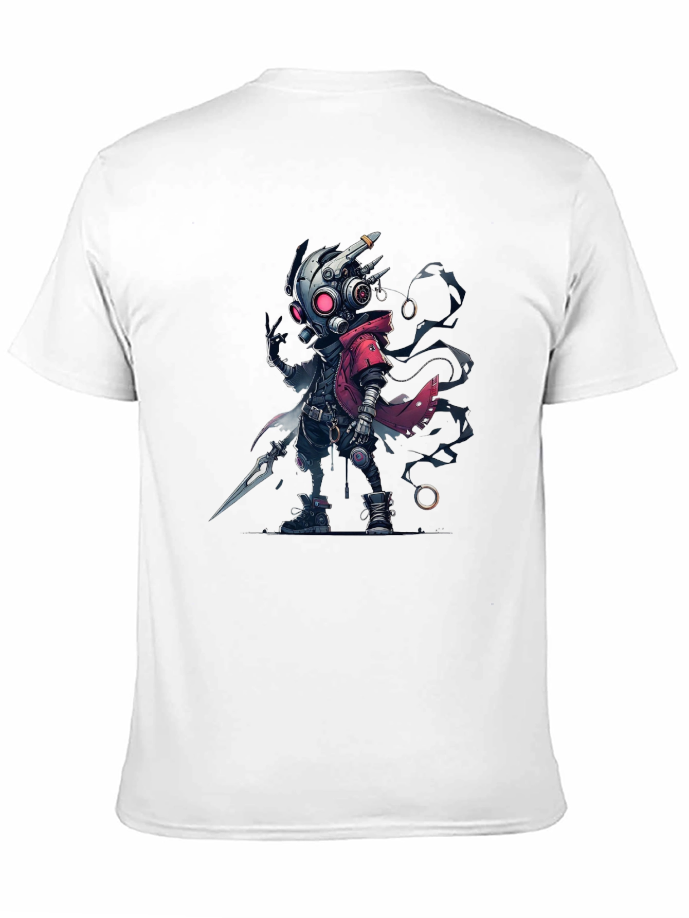 Black Cyberpunk Cartoon Graphic T-Shirt view 11