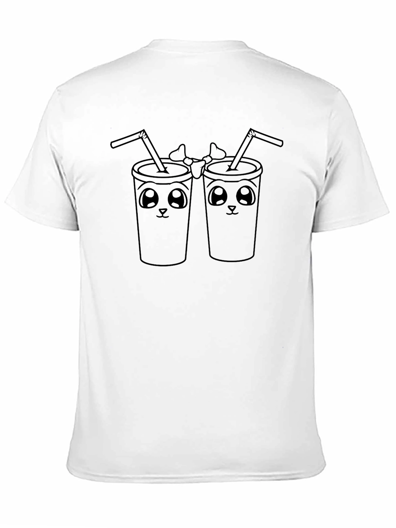 Black Cute Cartoon Drink Buddies Graphic Tee - Black view 11