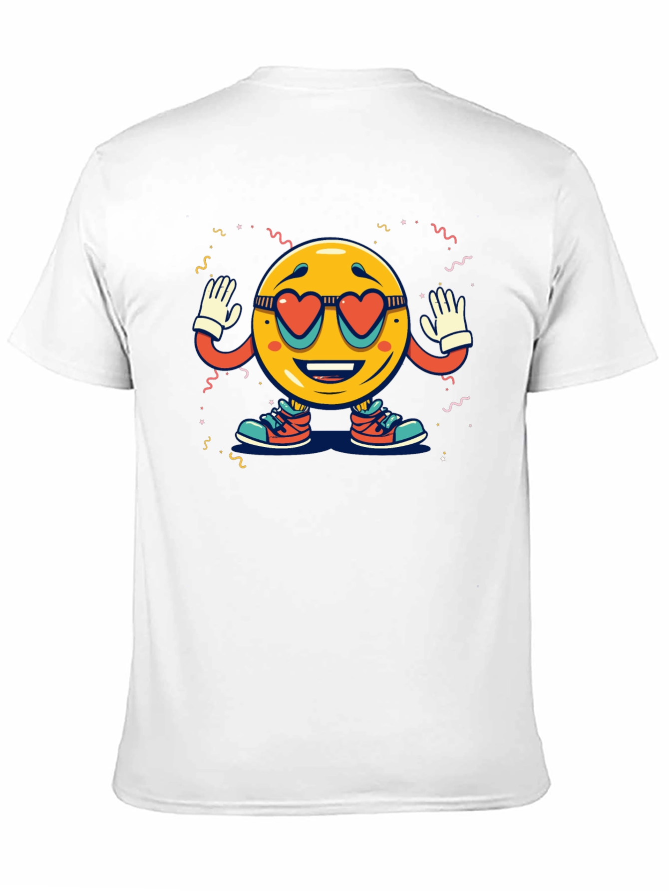 Black Retro Smiley Face Heart Sunglasses T-Shirt view 11