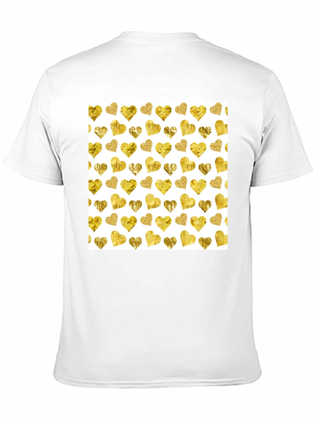 Black Gold Hearts Pattern Black Tee view 11