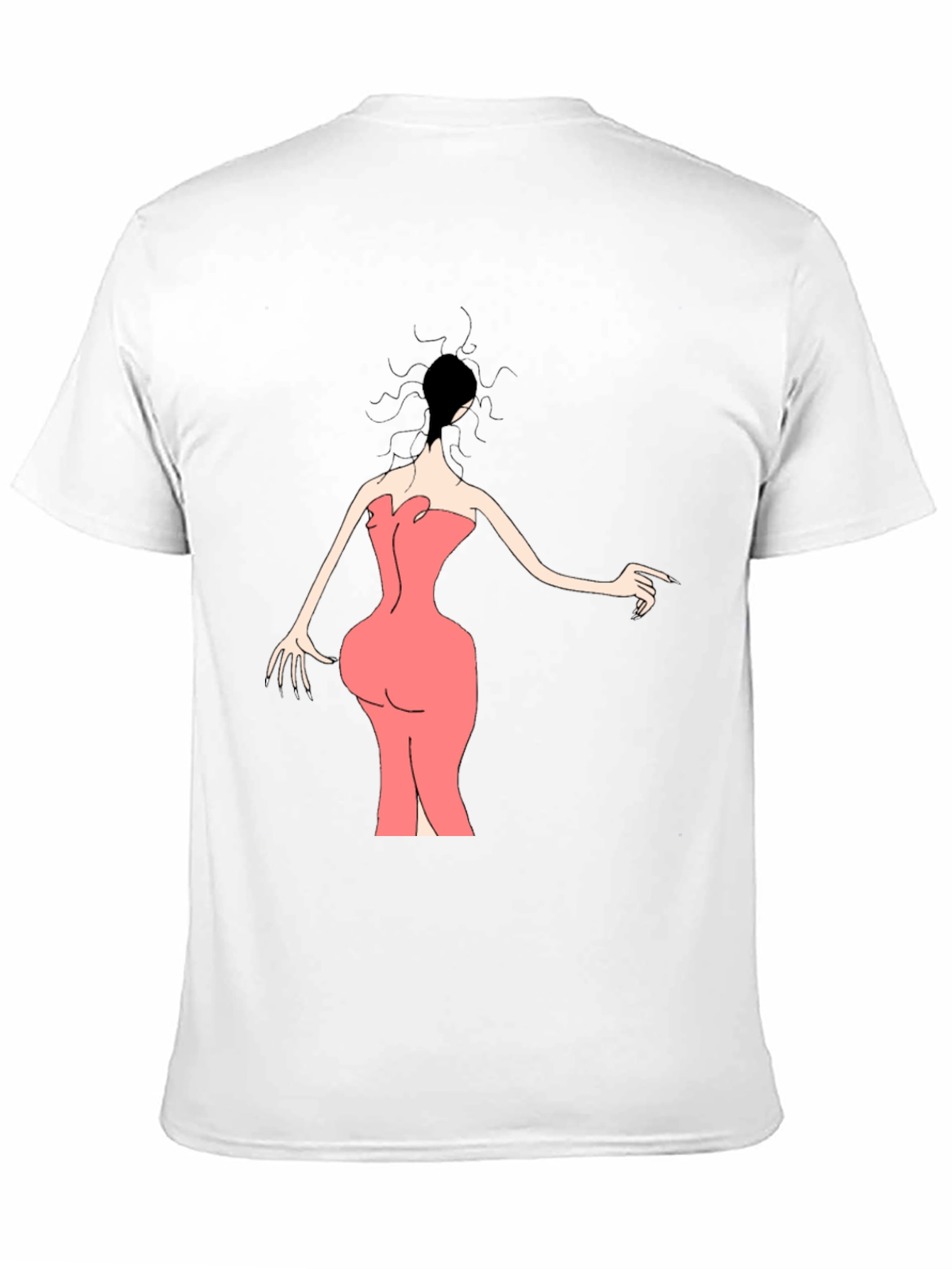 Black Woman in Pink Dress Graphic Tee - Black view 11