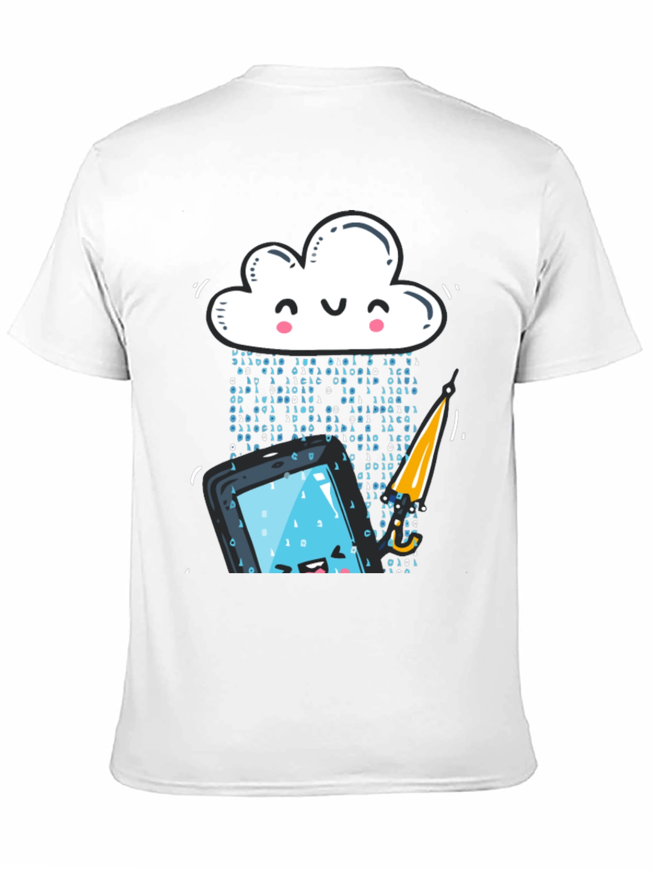 Black Funny Cloud Data Rain Smartphone Black T-Shirt view 11