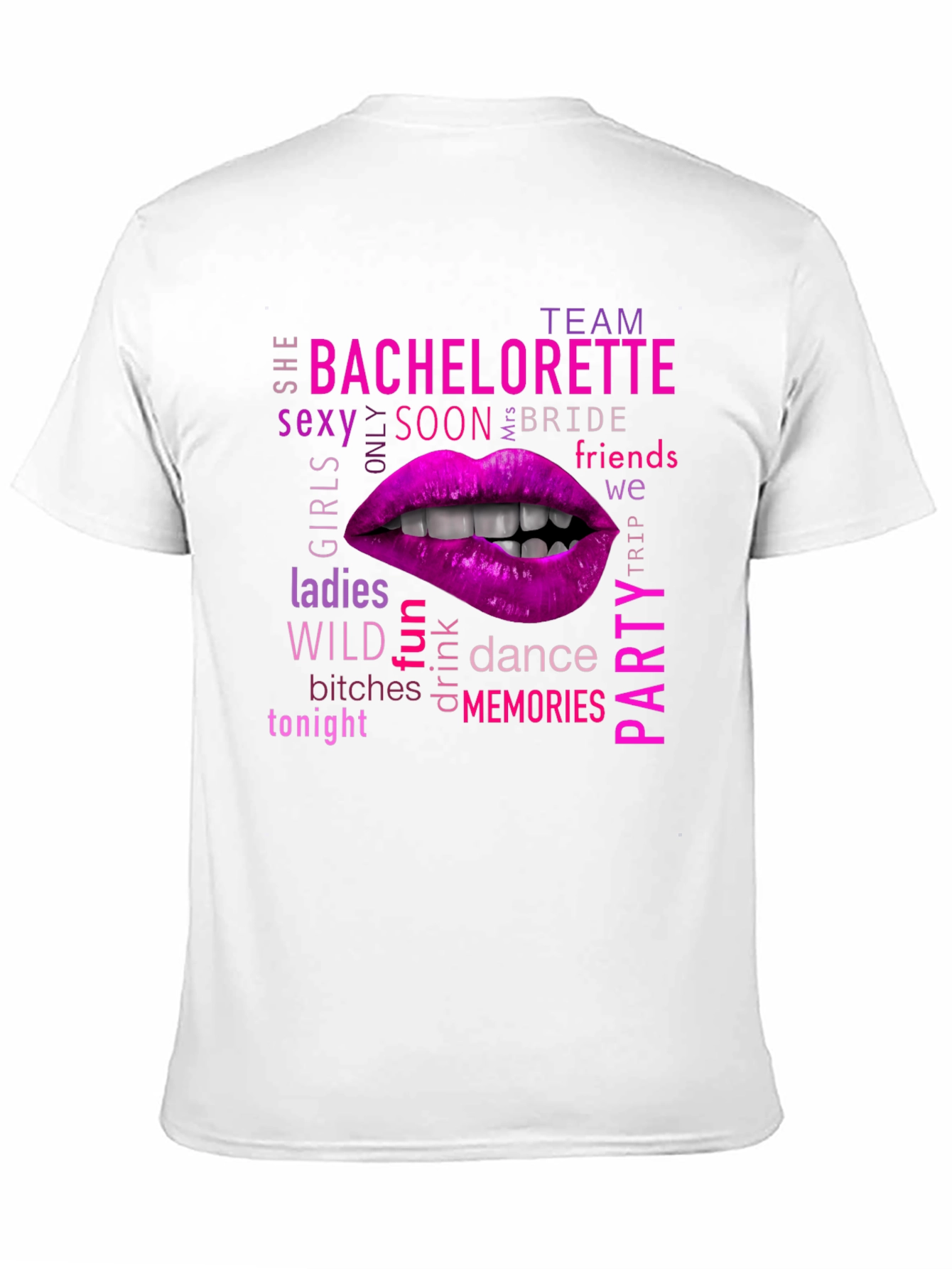 Black Bachelorette Party Lips Graphic T-Shirt view 11