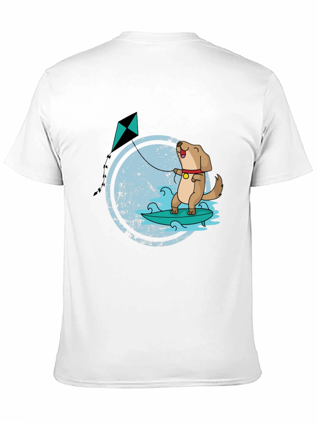 Black Surfing Dog Kite T-Shirt view 11