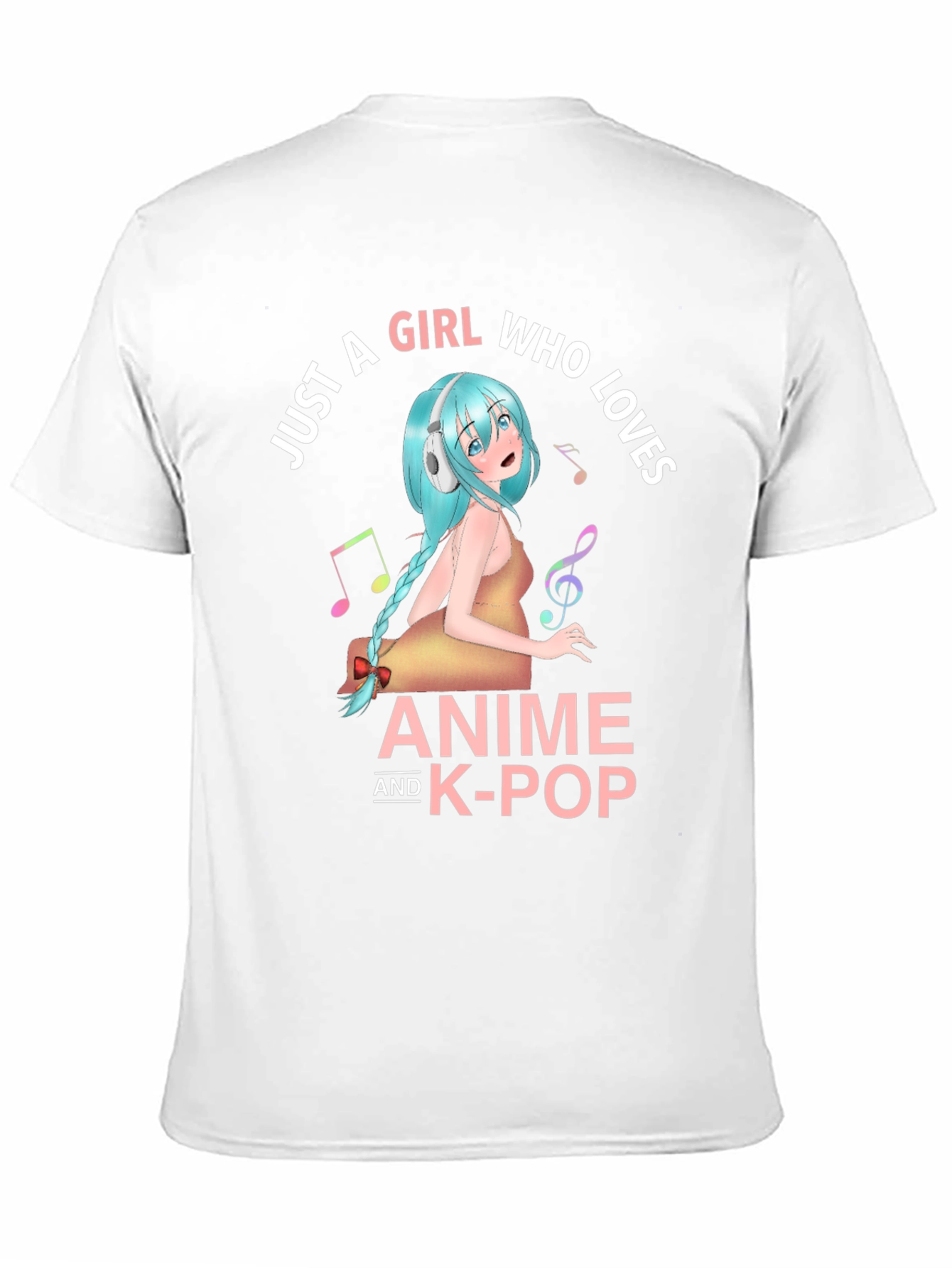 Black Anime & K-Pop Girl T-Shirt - Music Lover Tee view 11