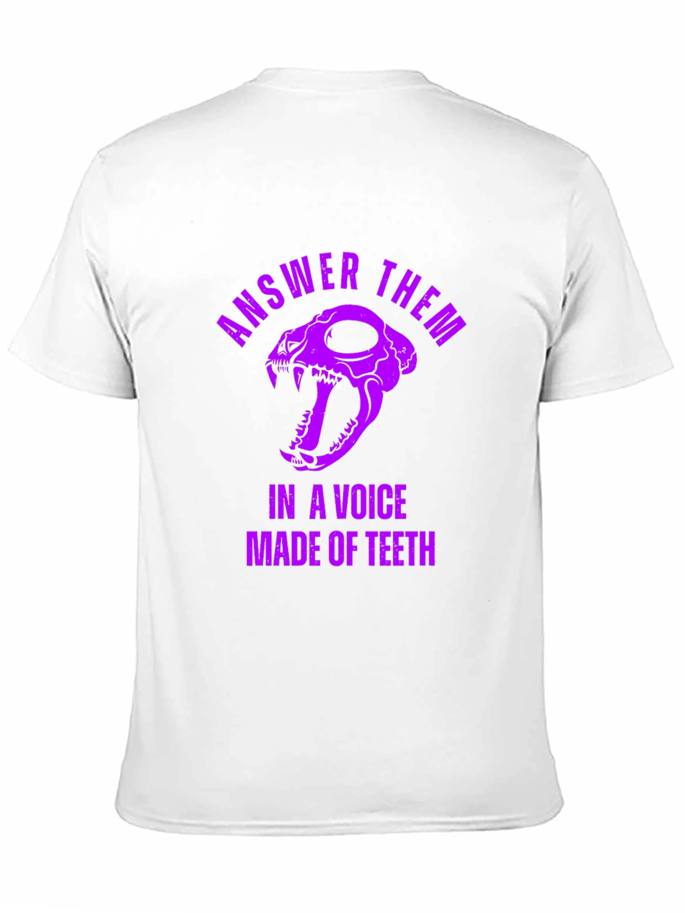 Black Answer Them T-Shirt: Skull & Teeth Design view 11