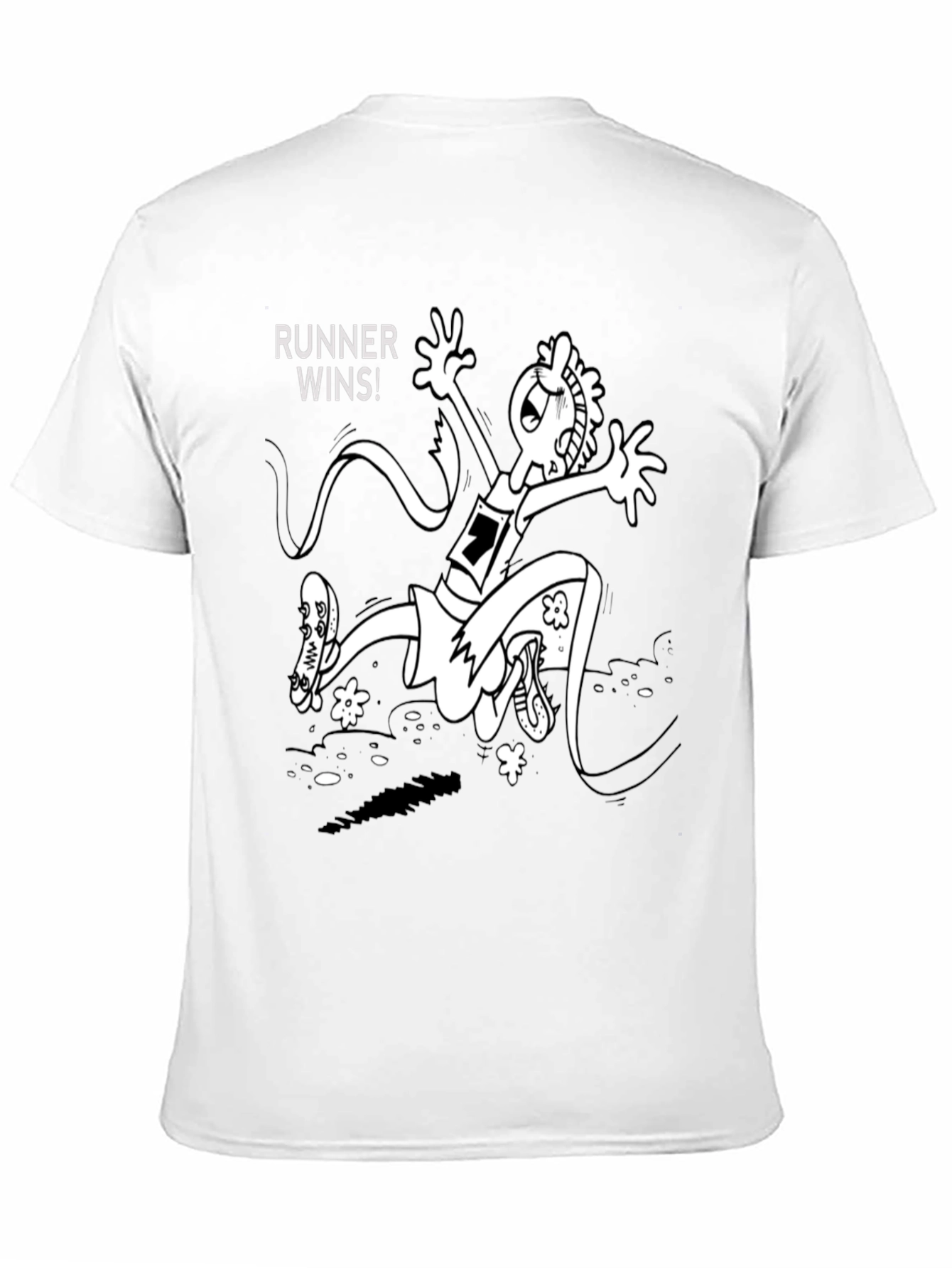 Black Runner Wins Graphic Tee - Black Cotton T-Shirt view 11