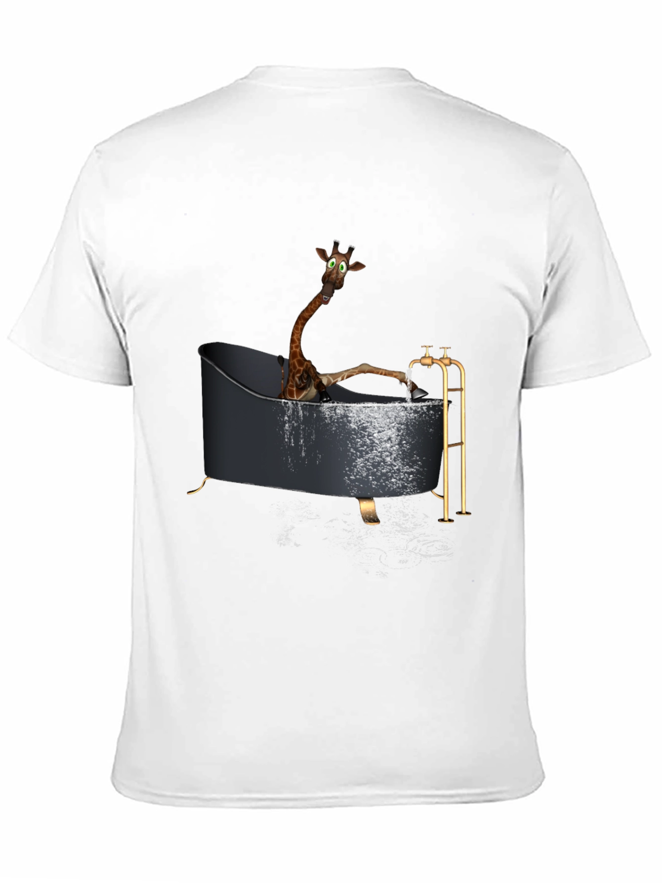 Black Giraffe in Bathtub Novelty T-Shirt view 11