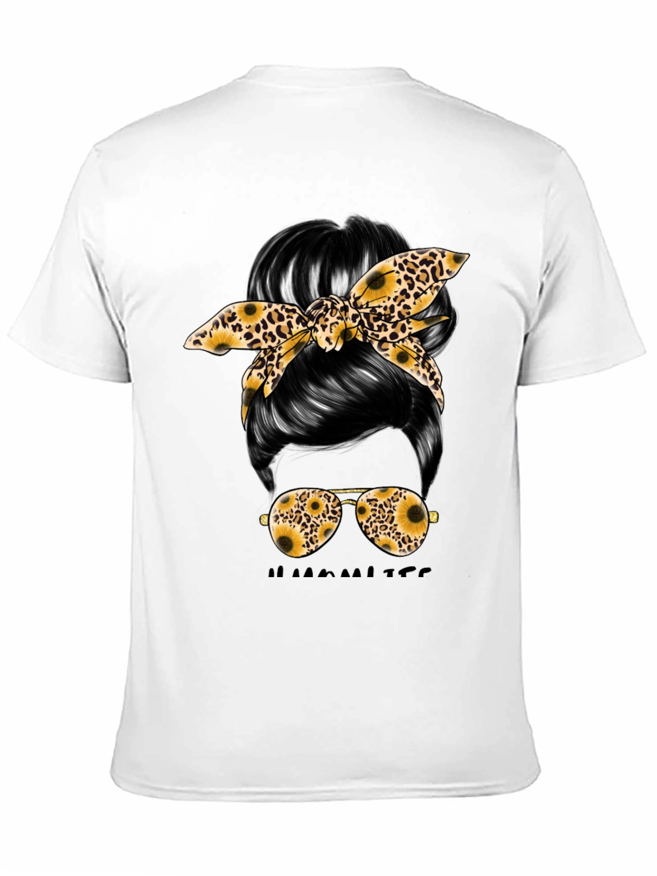 Black Messy Bun Sunflower Graphic Tee view 11