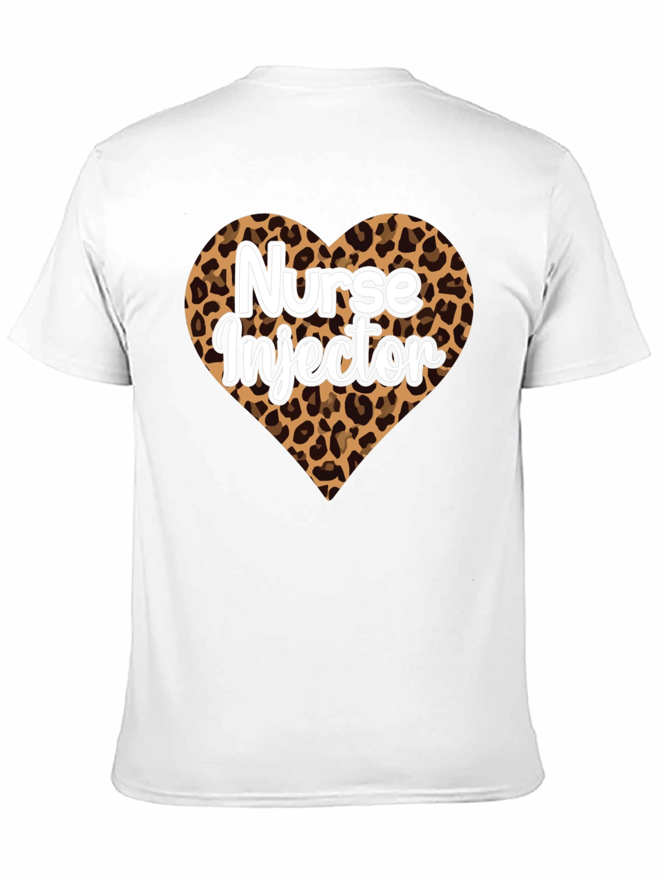 Black Nurse Injector Leopard Print Heart T-Shirt view 11