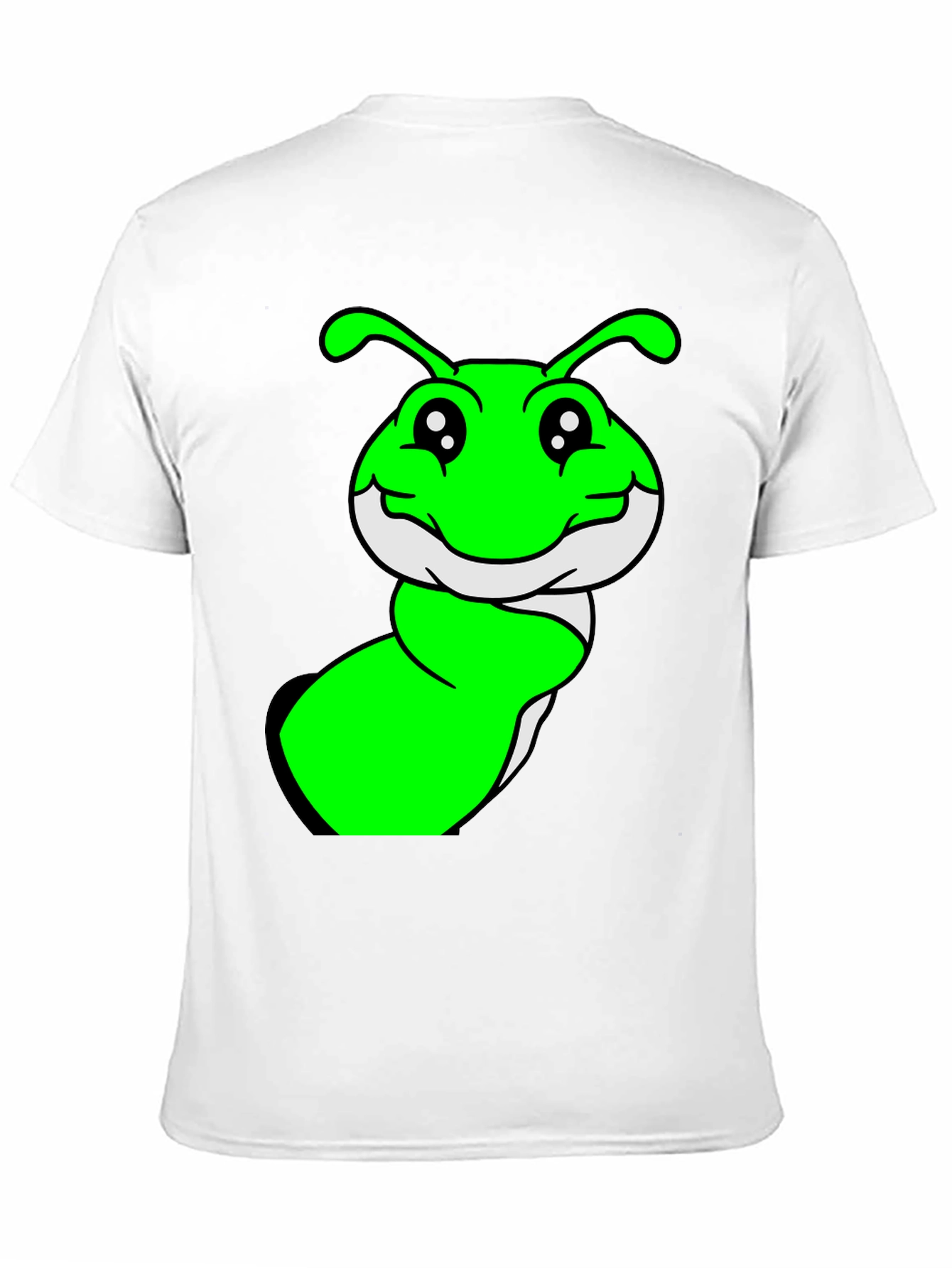Black Green Cartoon Worm Graphic T-Shirt view 11