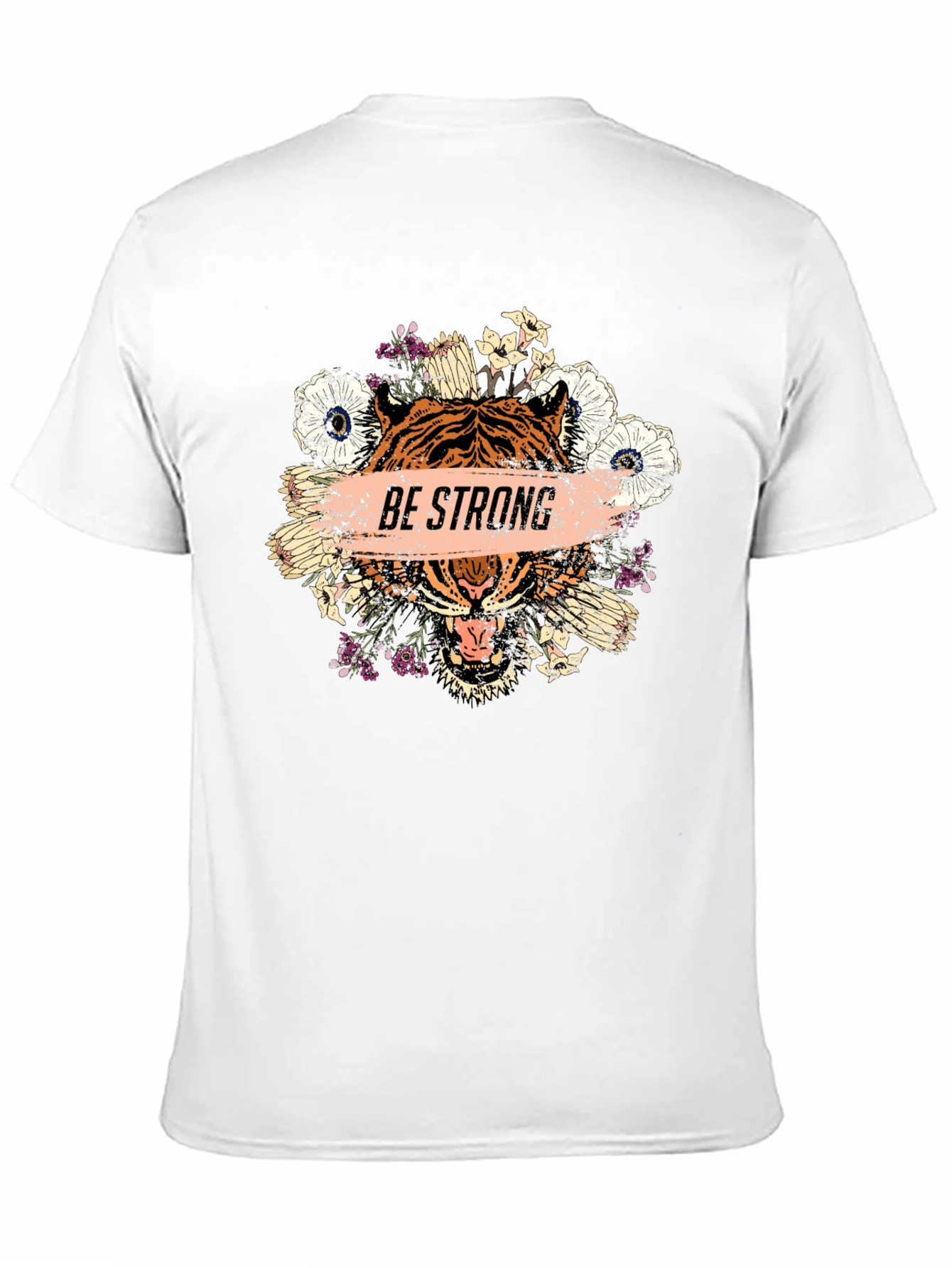 Black Be Strong Tiger Graphic Tee - Men's Black T-Shirt view 11