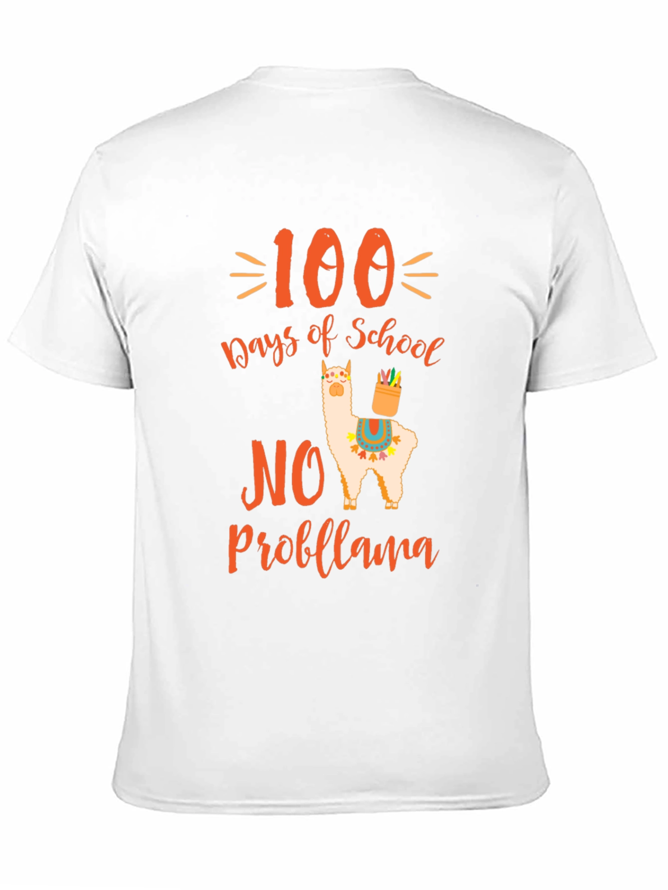 Black 100 Days of School No Probllama T-Shirt view 11
