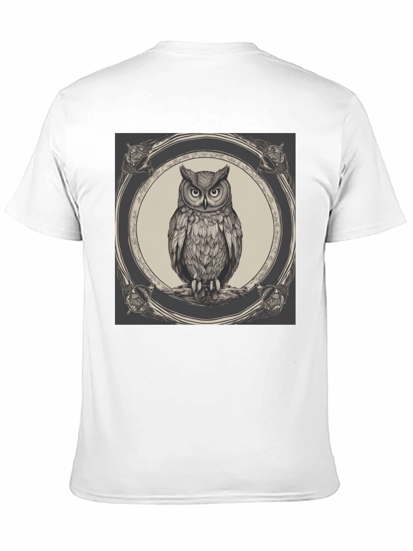 Black Owl Graphic Print Black Crew Neck T-Shirt view 11