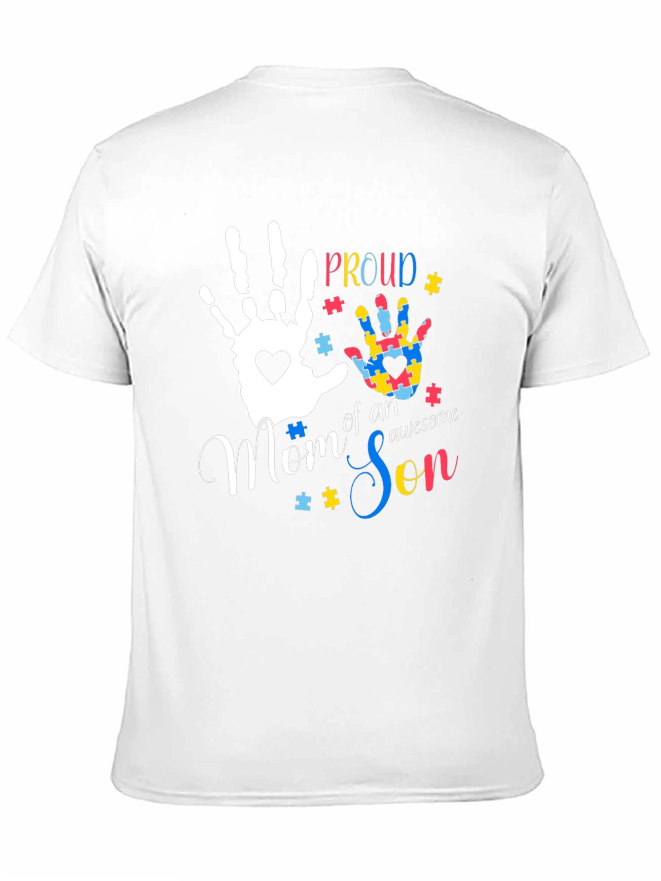 Black Proud Mom of an Awesome Son Autism Awareness T-Shirt view 11