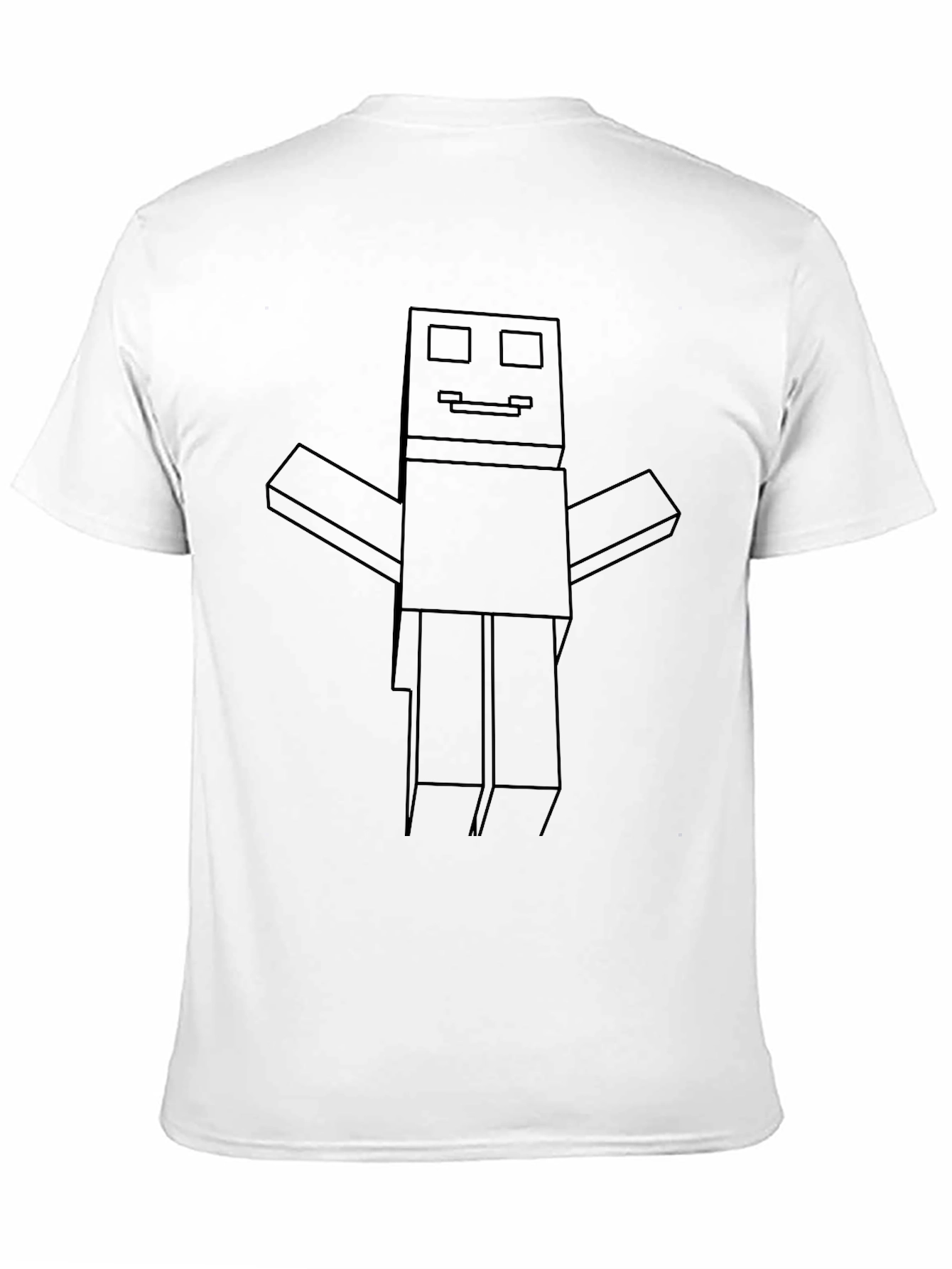Black Minecraft Robot Outline Black Tee view 11