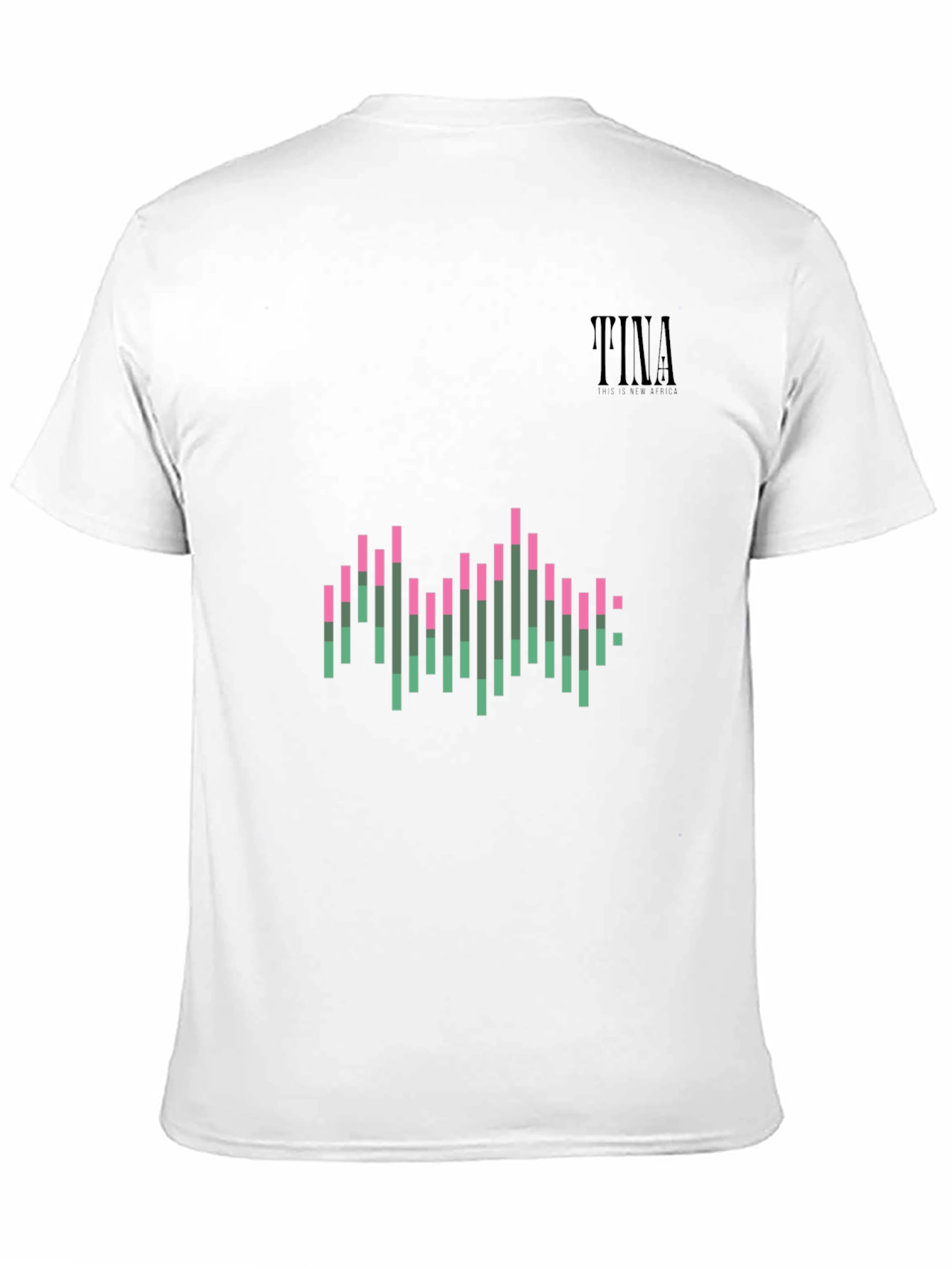 Black Stylish Black Graphic Tee: Pink & Green Wave Design view 11