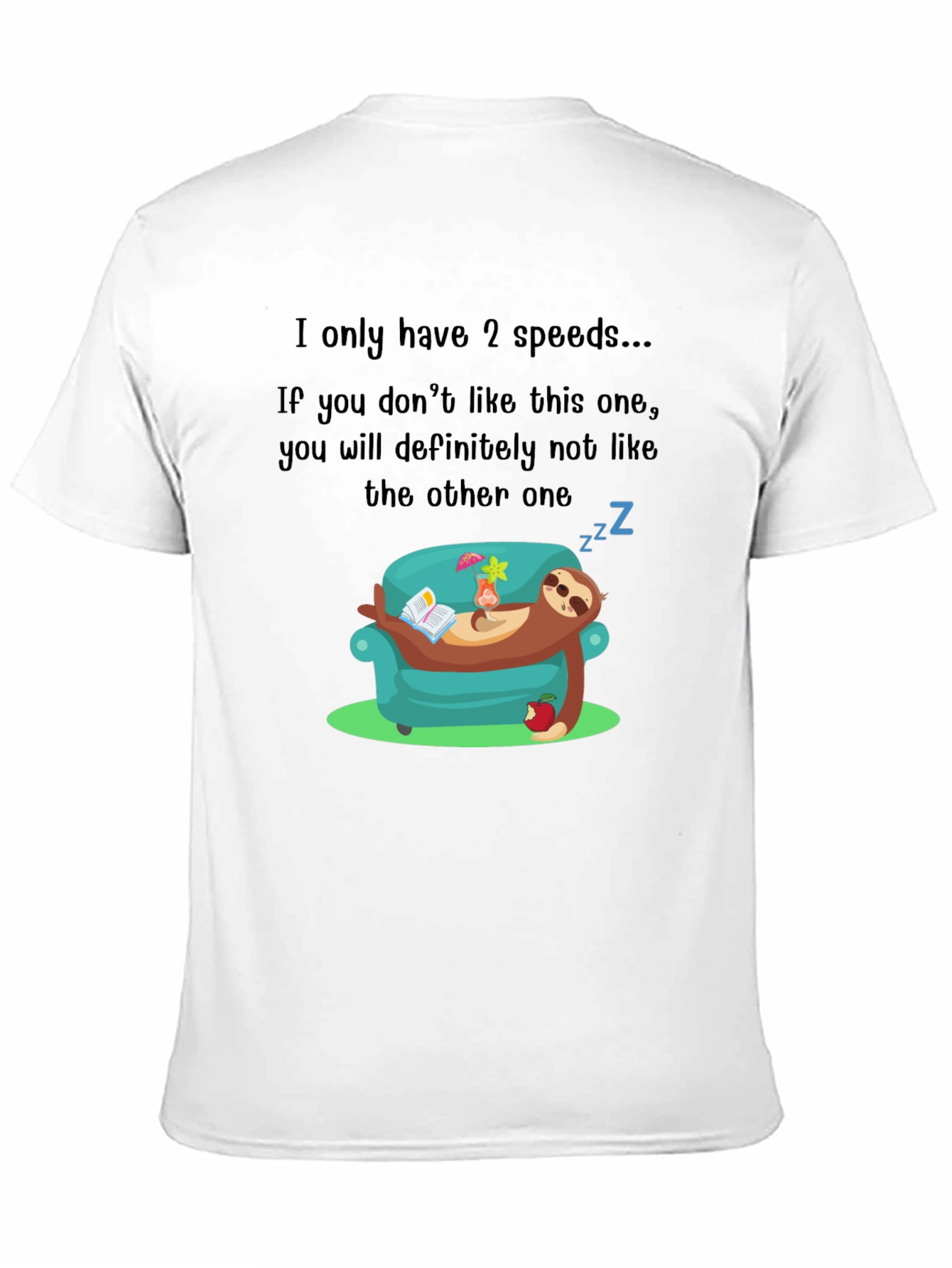 Black Funny Sloth 2 Speeds T-Shirt view 11