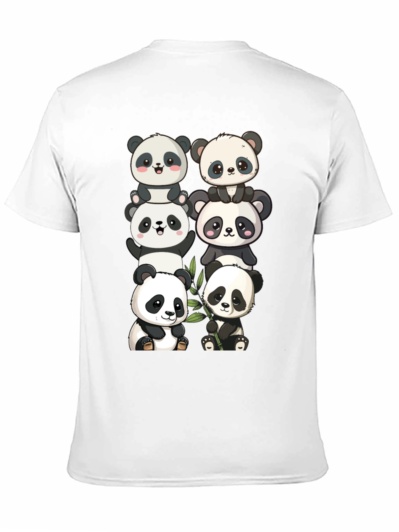 Black Cute Panda Stack Graphic Tee - Black view 11