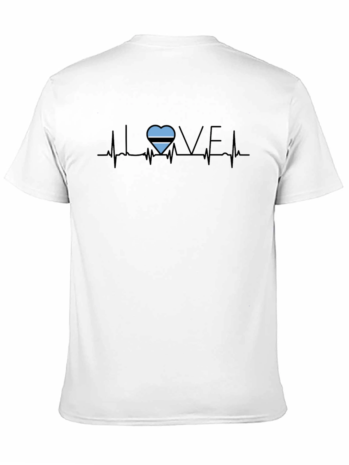 Botswana Flag Heartbeat T-Shirt - Love Botswana Tee - 11