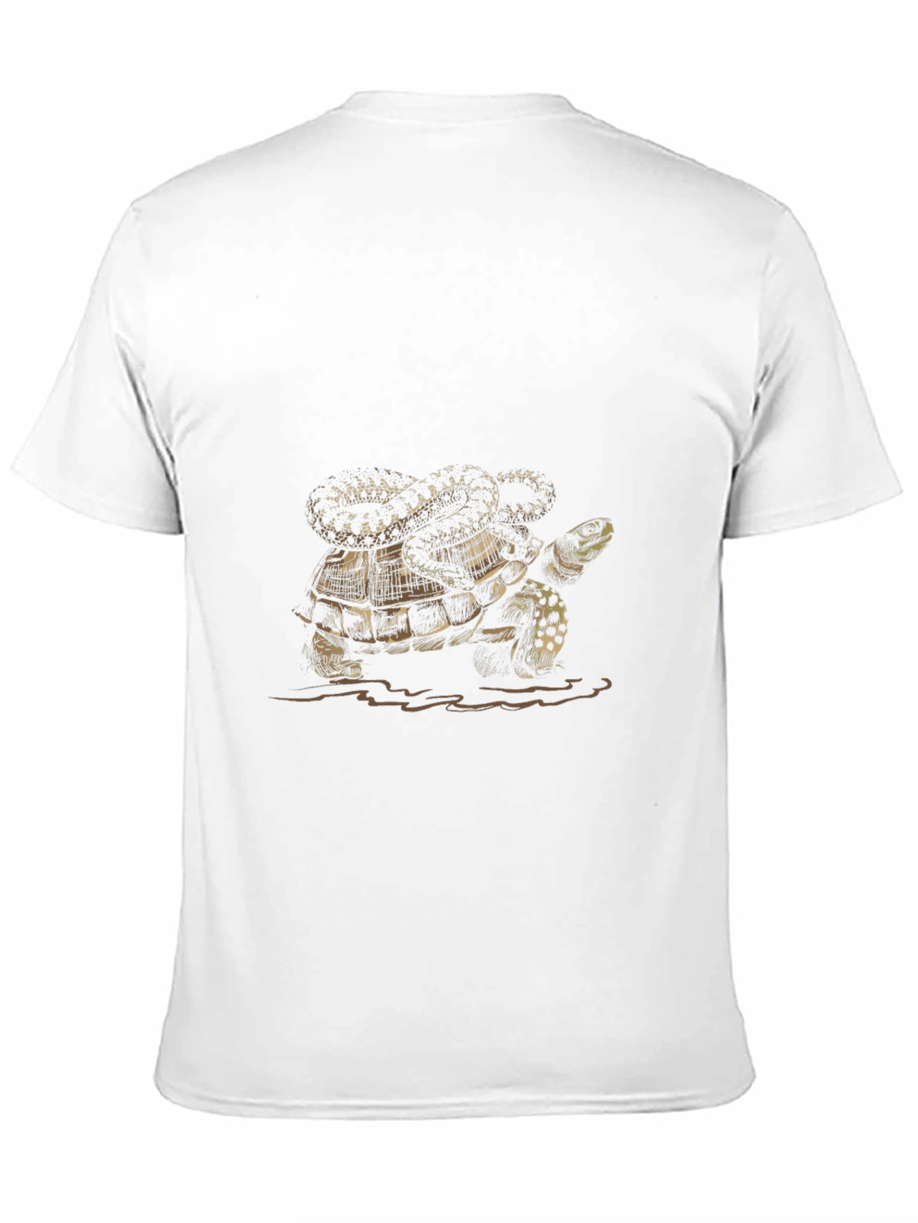 Black Turtle and Snake Graphic Print Men's Black T-Shirt view 11