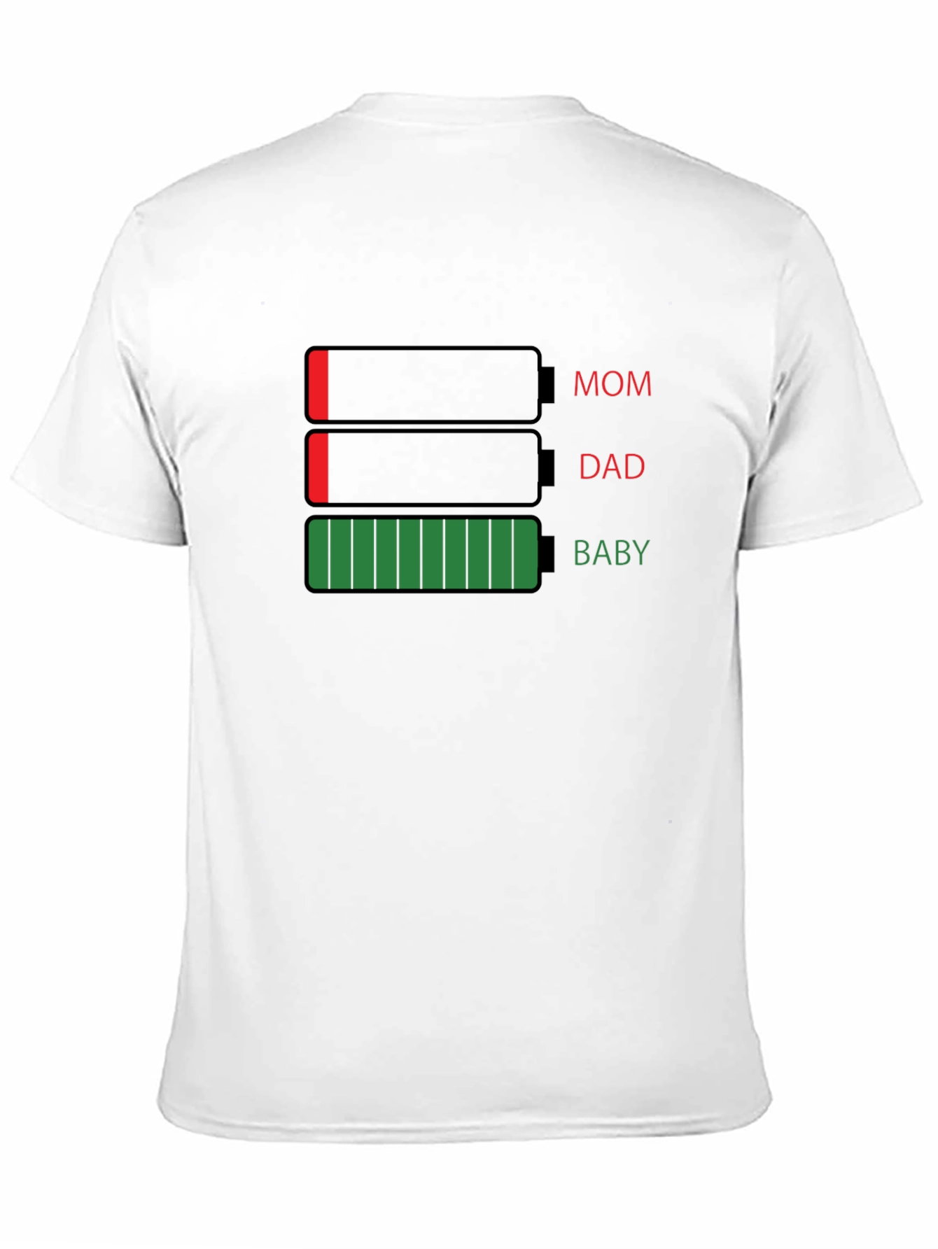 Black Family Battery Level T-Shirt - Dad, Mom, & Baby Power! view 11
