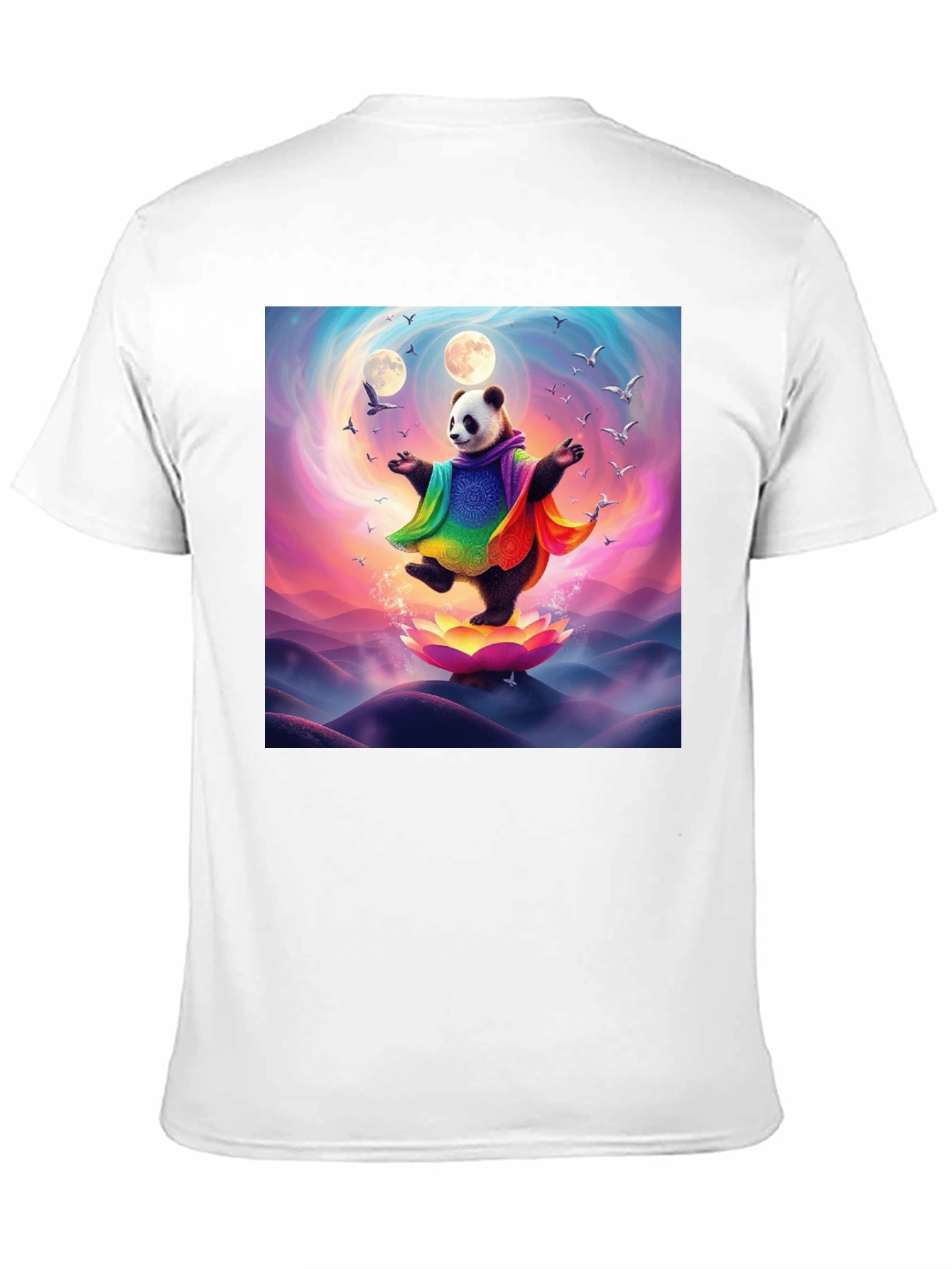 Black Zen Panda T-Shirt - Colorful Meditation Design view 11