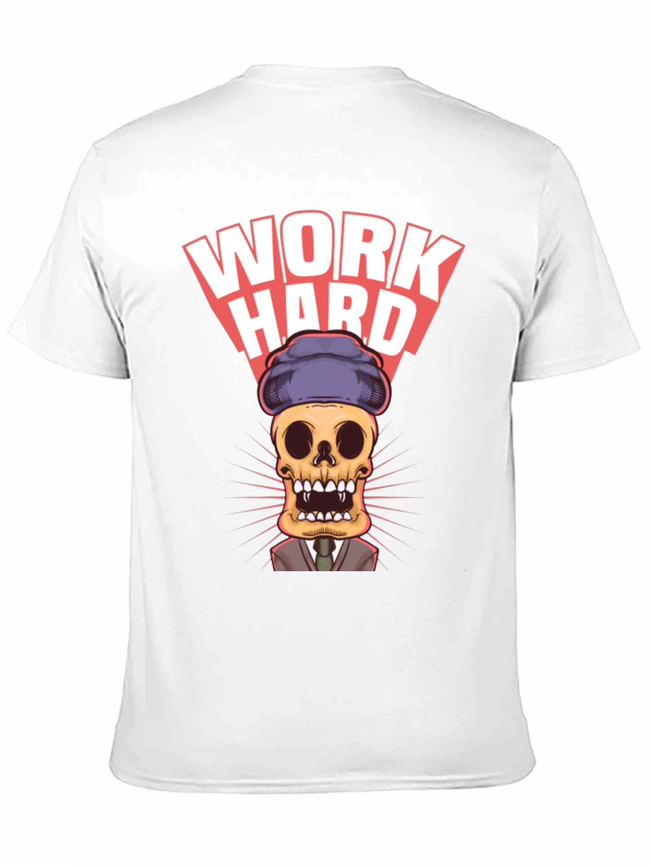 Black Work Hard Skull Graphic Tee - Premium Cotton Blend view 11