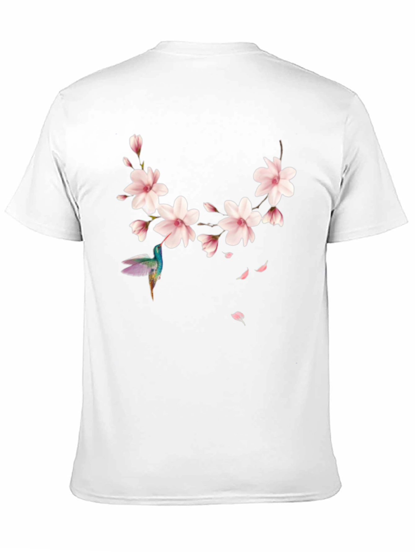 Black Floral Hummingbird Black T-Shirt view 11