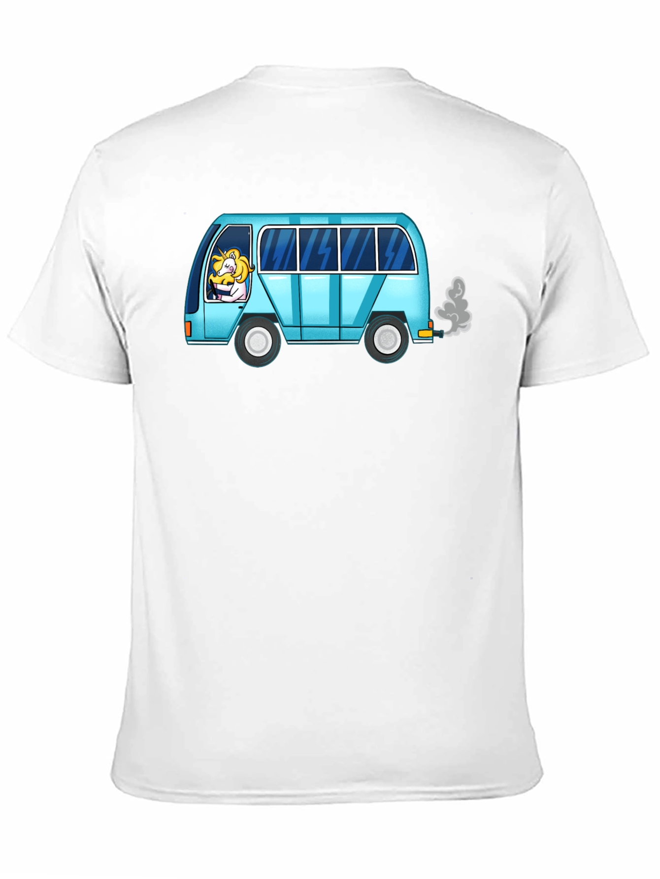 Black Unicorn Driver Tee - Quirky Cartoon Van T-Shirt view 11