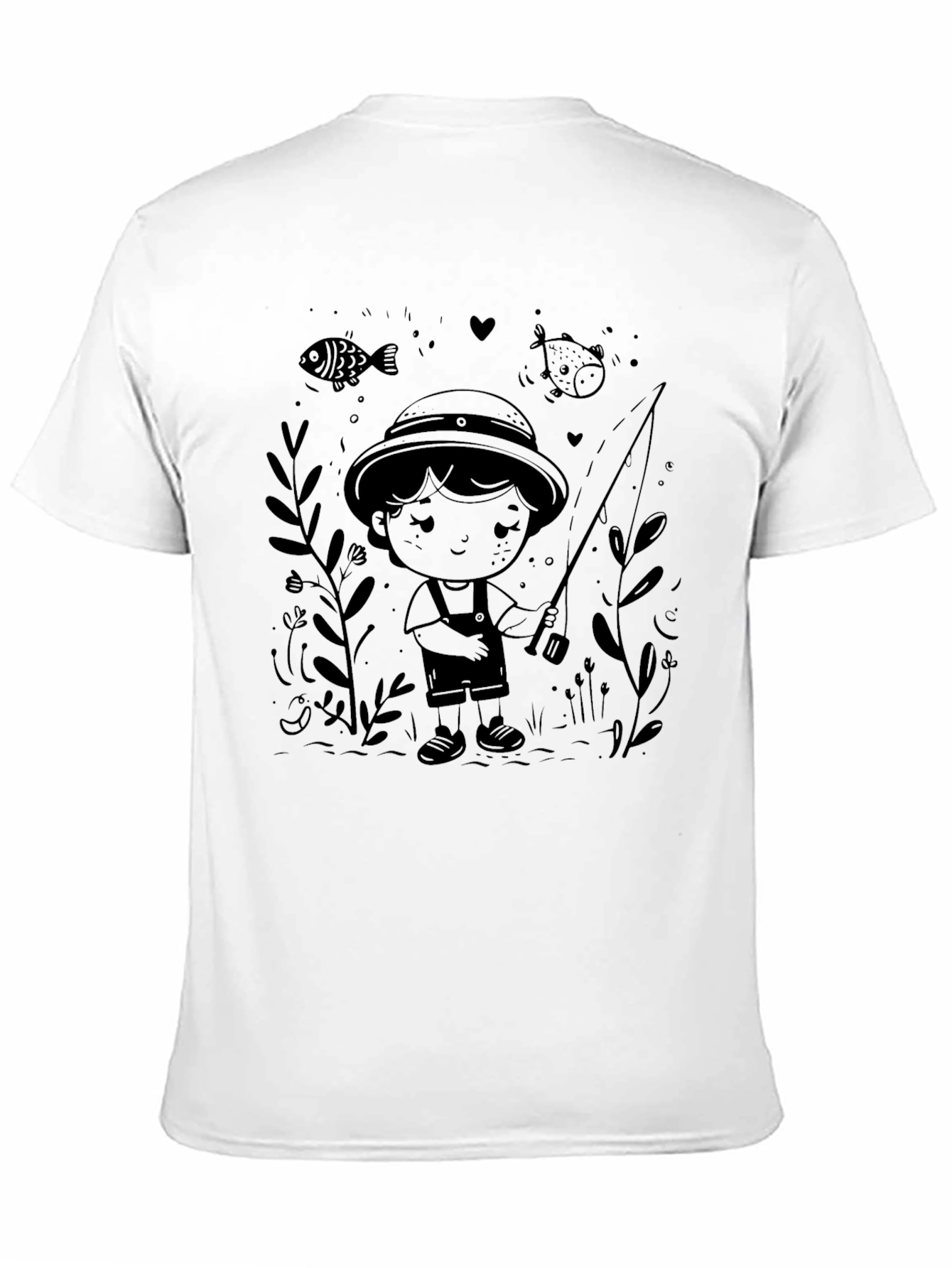 Black Boy Fishing Graphic Tee - Black Casual T-Shirt view 11