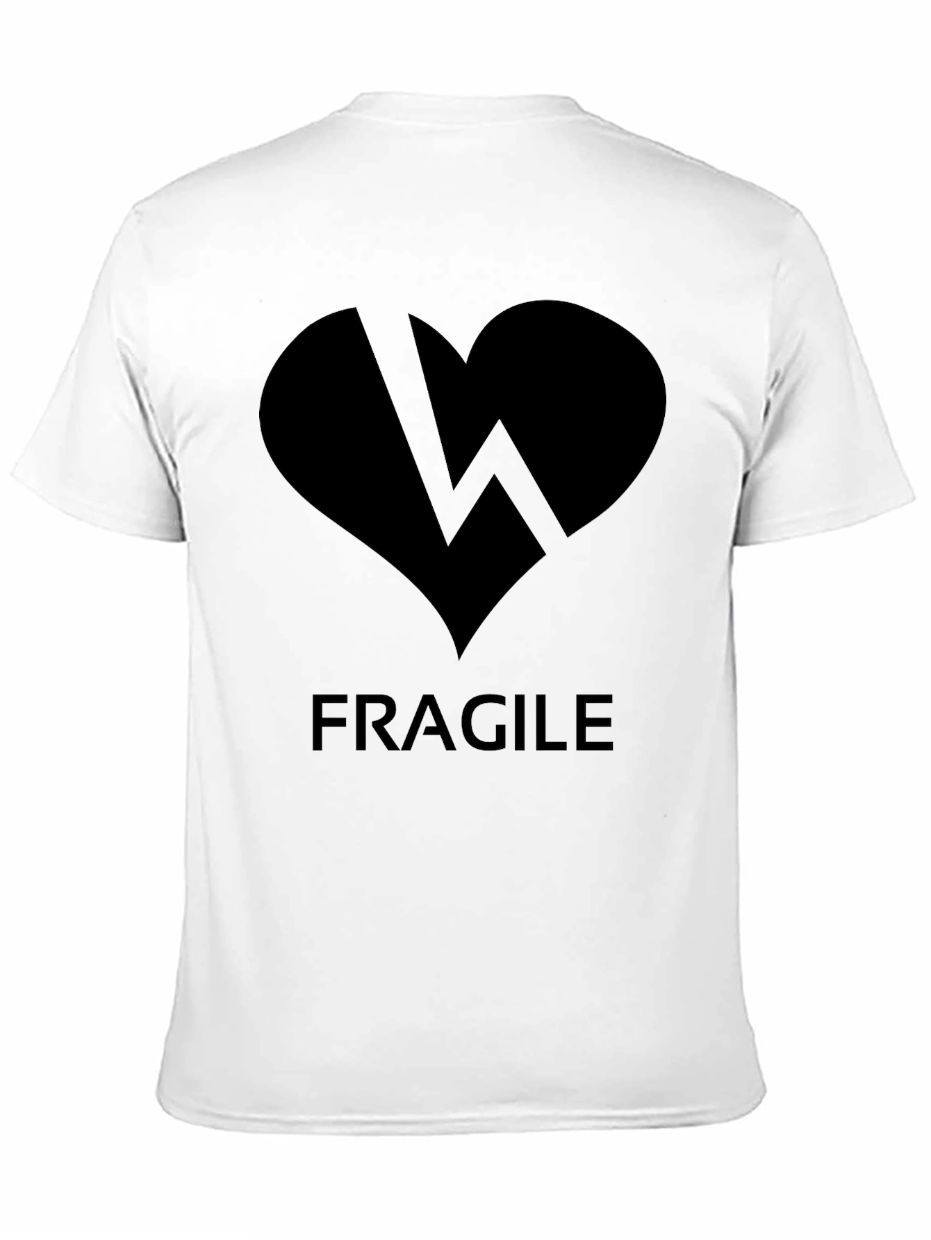 Black Fragile Heart Graphic Tee - Black Crew Neck Shirt view 11