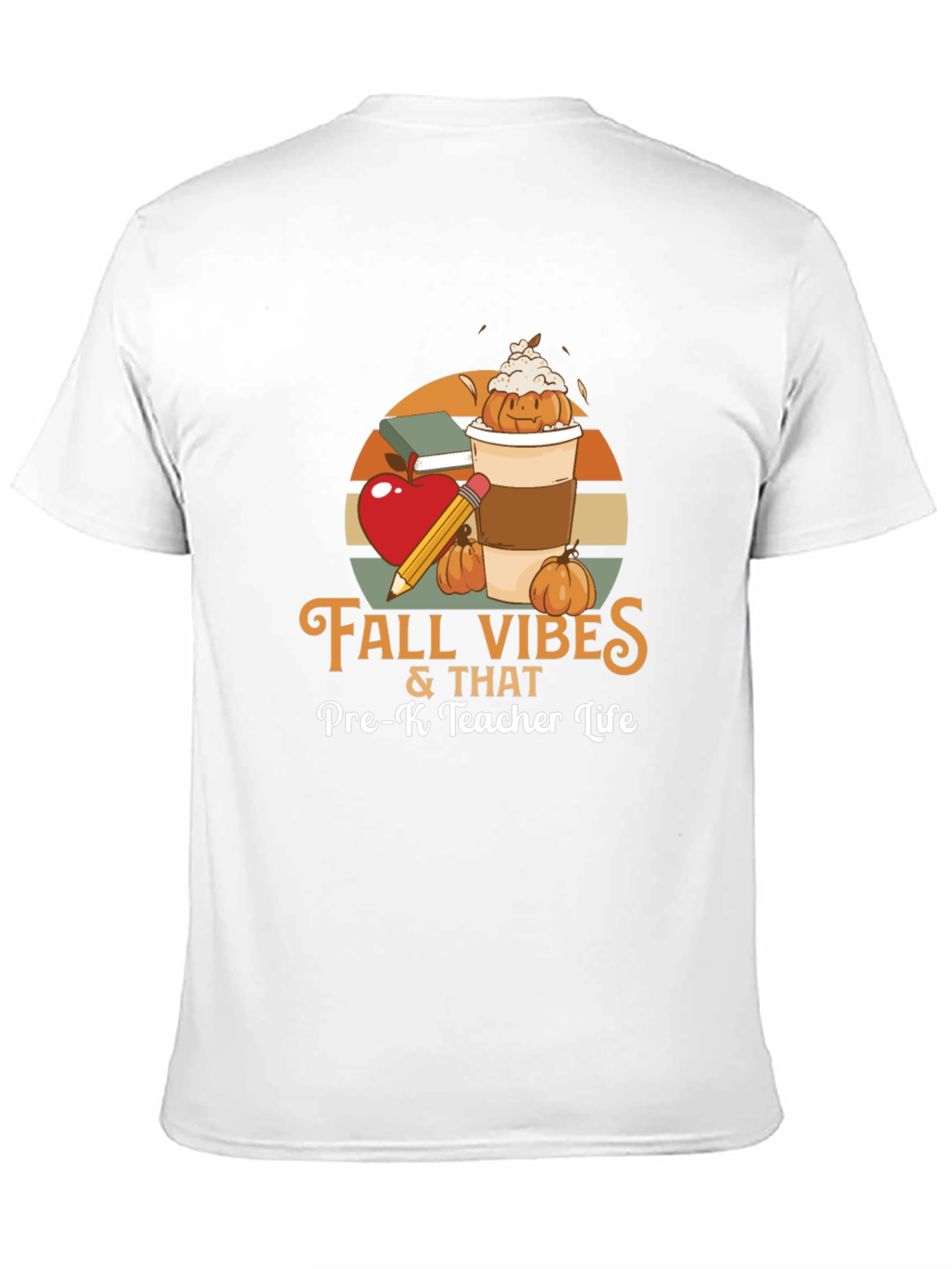 Black Fall Vibes Pre-K Teacher Life T-Shirt view 11