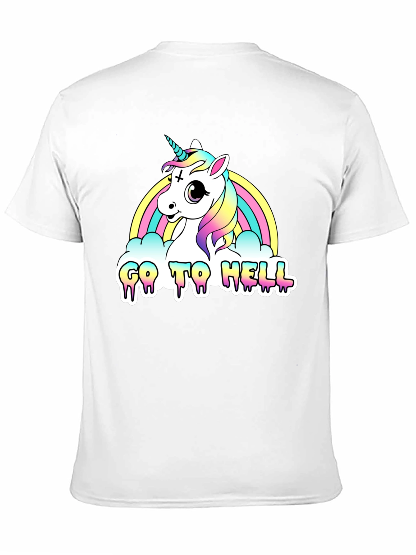 Black Unicorn Rainbow "Go To Hell" Black Graphic Tee view 11