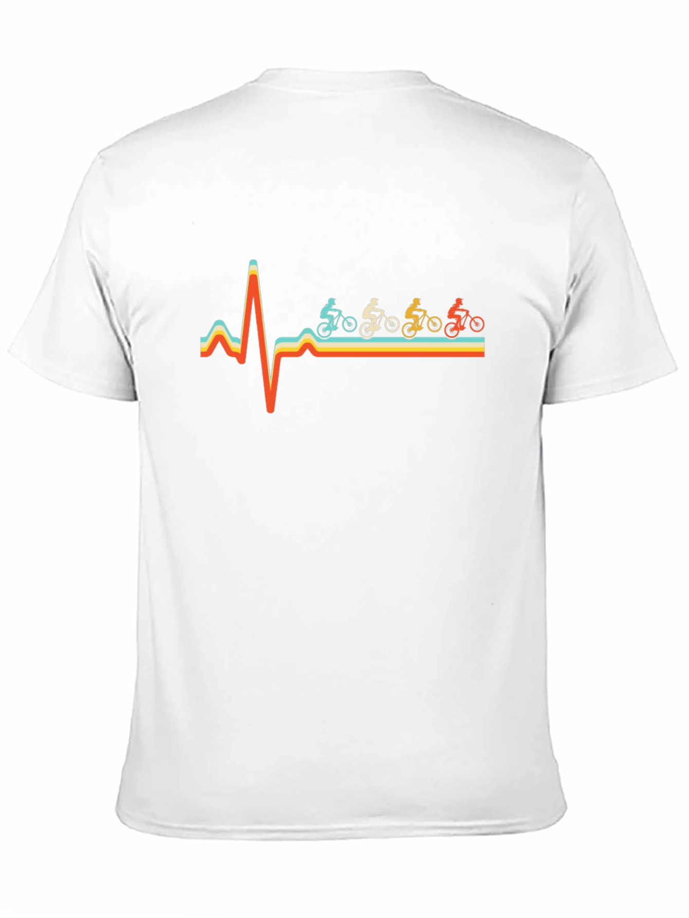 Black Cycling Heartbeat T-Shirt - Retro Design view 11